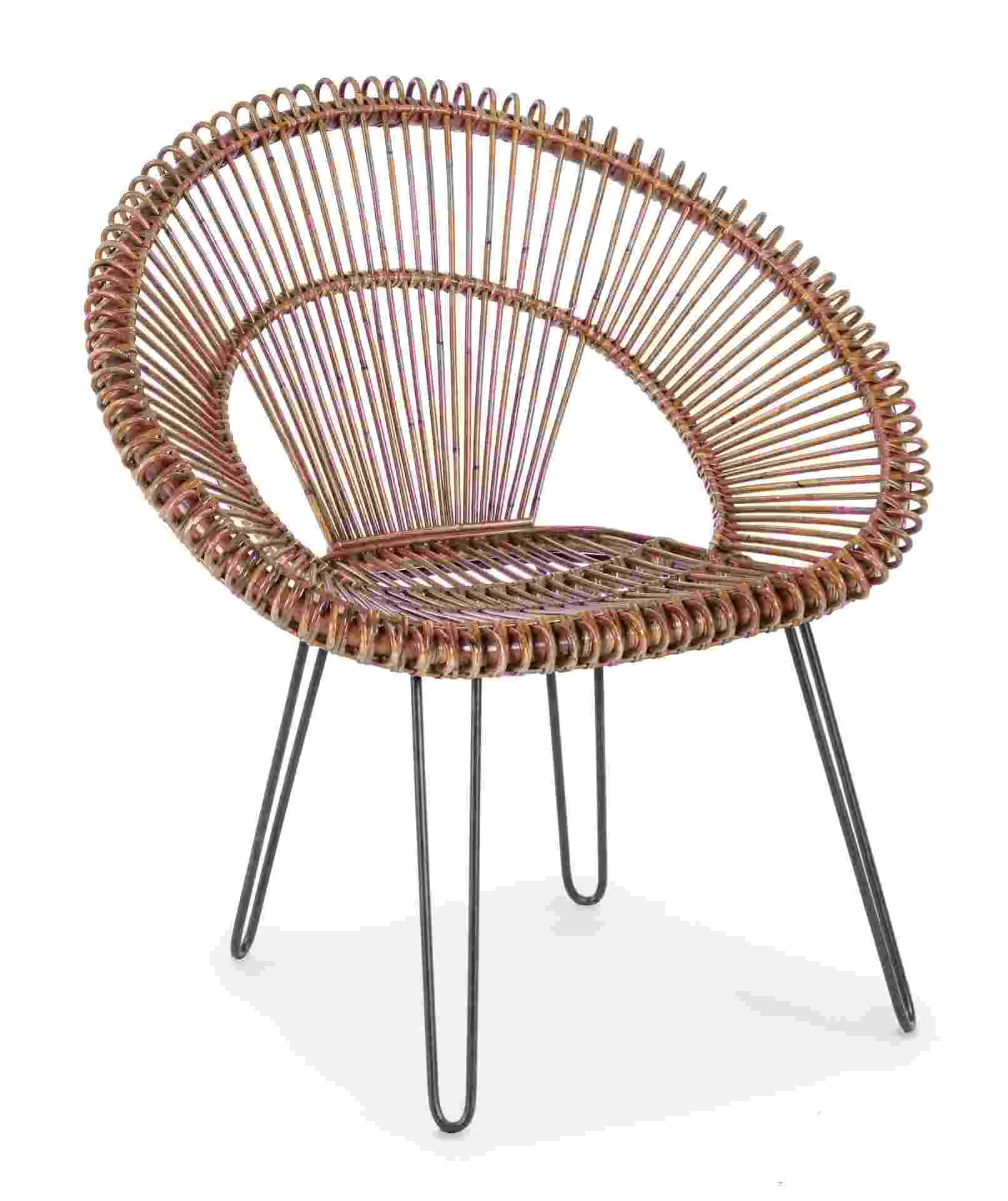 Sessel Esteban aus Rattan, Boho Stil, braun, robustes Metallgestell, ideal für dein Wohnzimmer - Bizzotto