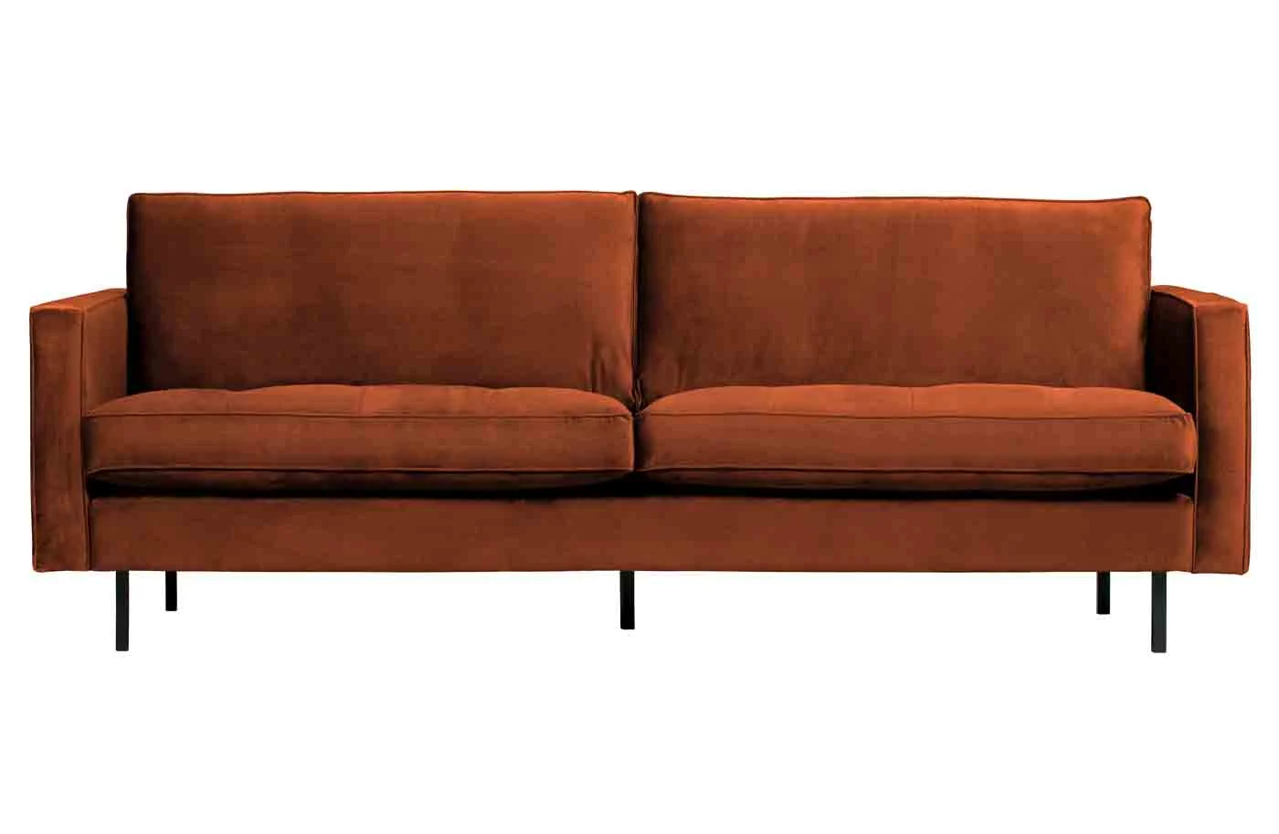 Sofa Rodeo Classic 2,5 Sitzer Samt, modern, rostfarben, eleganter Komfort für dein Wohnzimmer - Woood