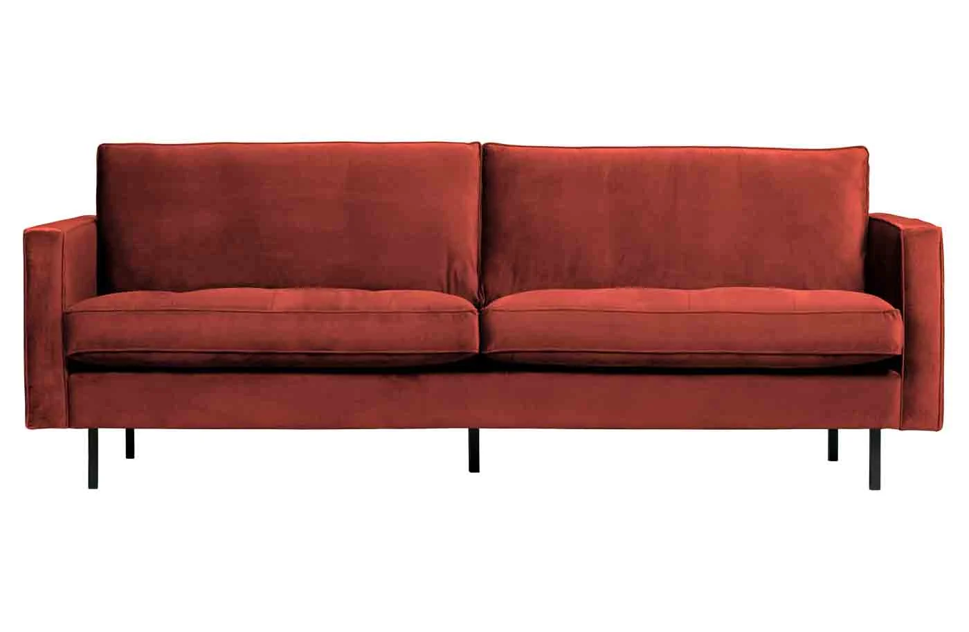 Sofa Rodeo Classic 2,5 Sitzer Samt, modern, kastanien-rot, elegantes Design für 2–3 Personen