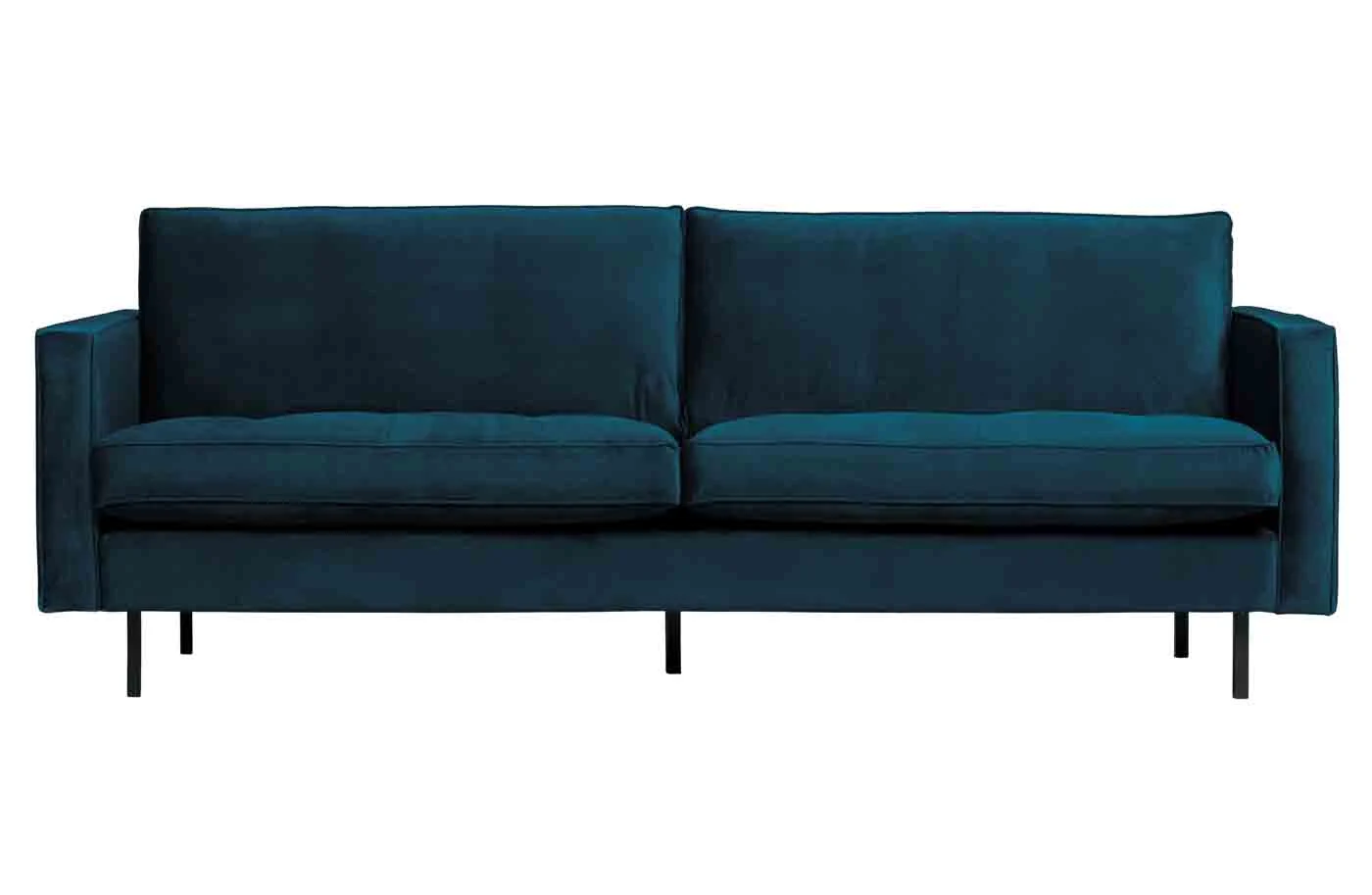 Sofa Rodeo Classic 2,5 Sitzer Samt, modern, Blau, eleganter Komfort für 2–3 Personen - Woood