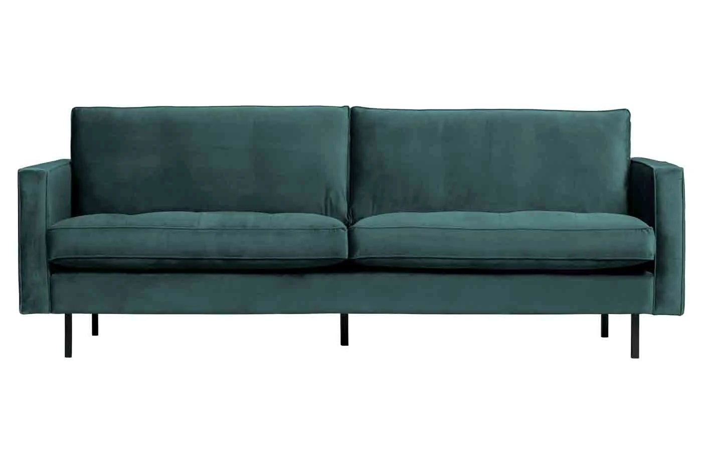 Sofa Rodeo Classic 2,5 Sitzer Samt, modern, teal blau, weiche Polsterung für 2–3 Personen - Woood