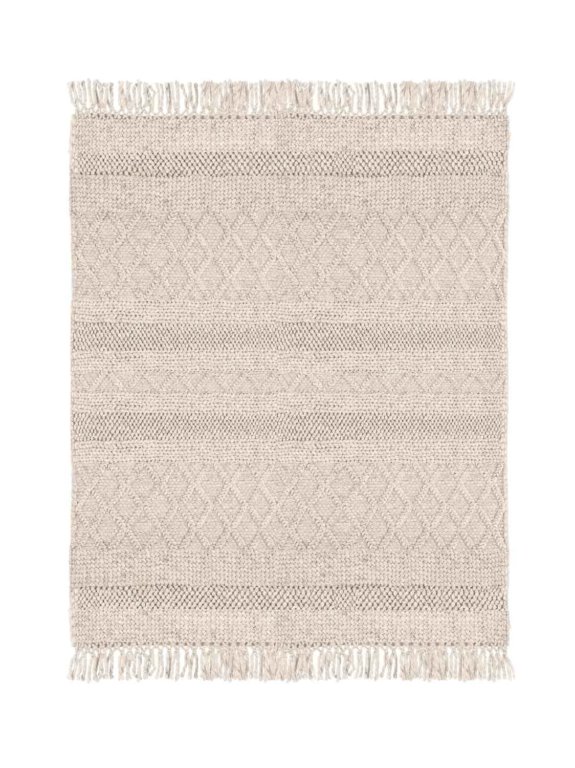 Teppich Hiruni aus Wolle, skandinavischer Stil, Beige, 140x200 cm, pflegeleicht - Bizzotto
