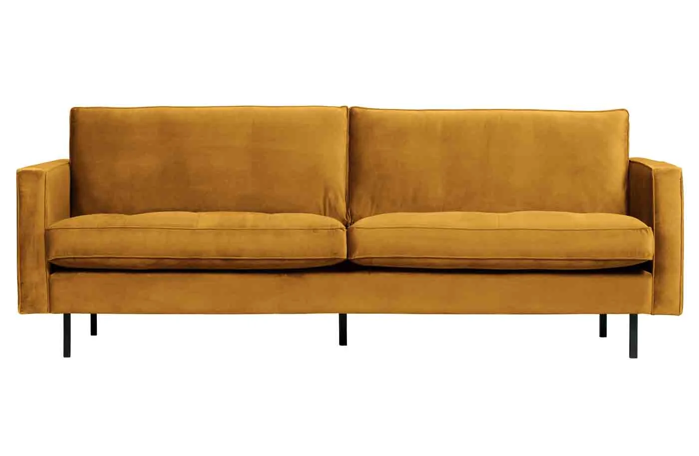 Sofa Rodeo Classic 2,5 Sitzer Samt, modern, ocker, weicher Bezug für 2–3 Personen - Woood