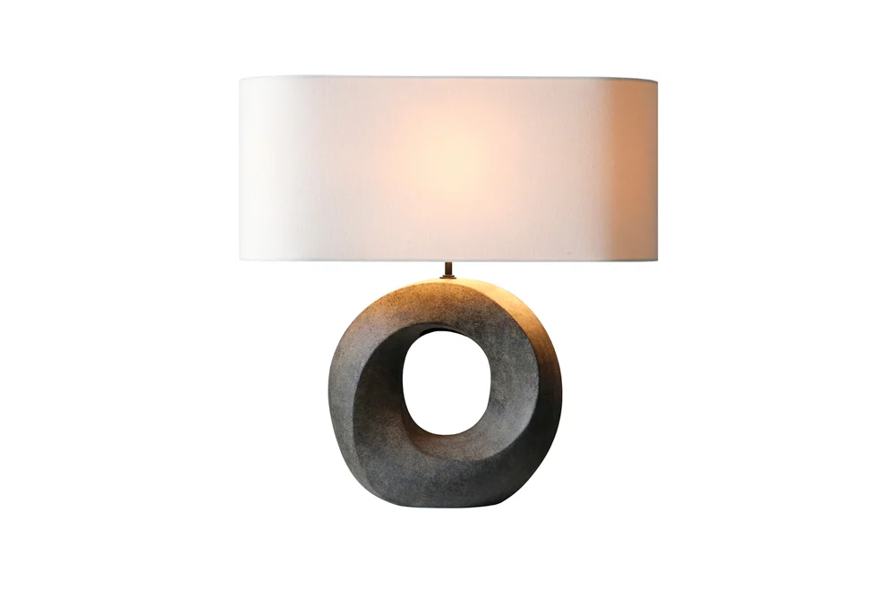 SalesFever Tischleuchte Keramik/Leinen Grün/Beige