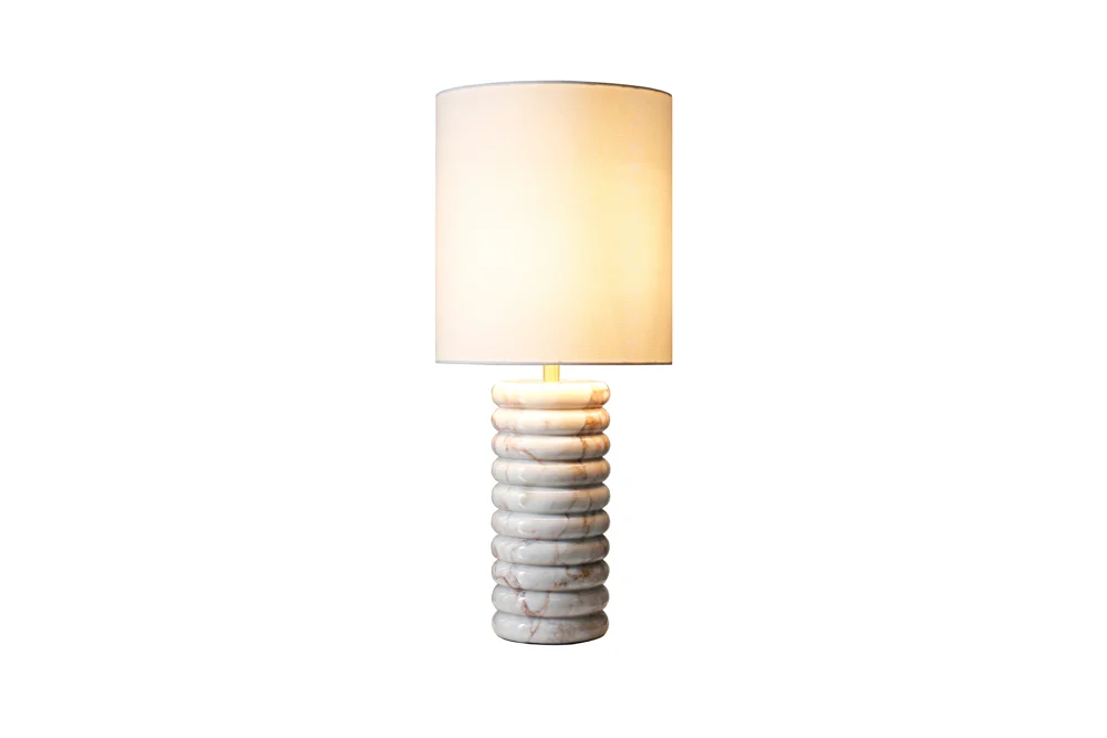 SalesFever Tischleuchte Marmor/Leinen Beige