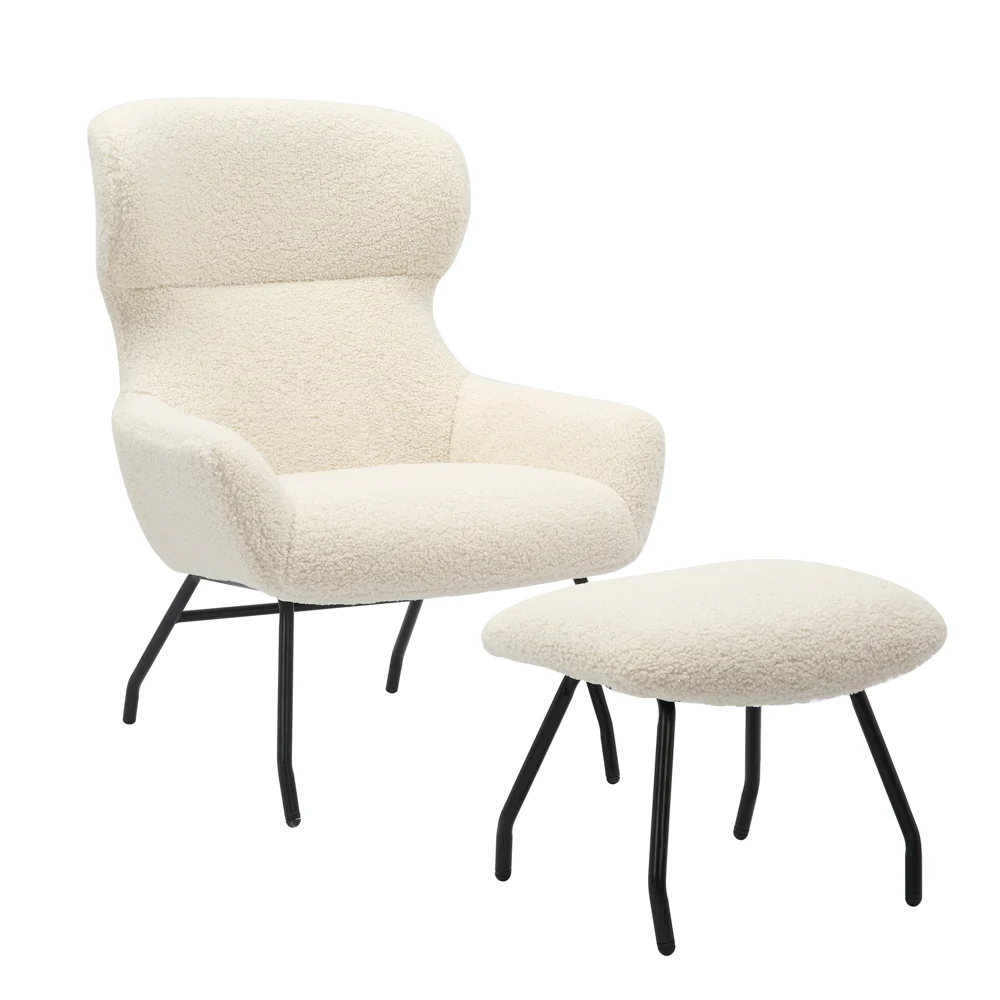 SalesFever Sessel und Hocker Set Teddyfell