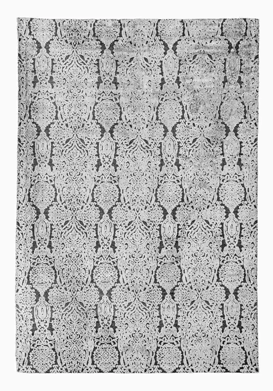 Teppich Dehli aus Viskose, klassischer Stil, grau, 200x300 cm, weiche Haptik, indoor - Bizzotto