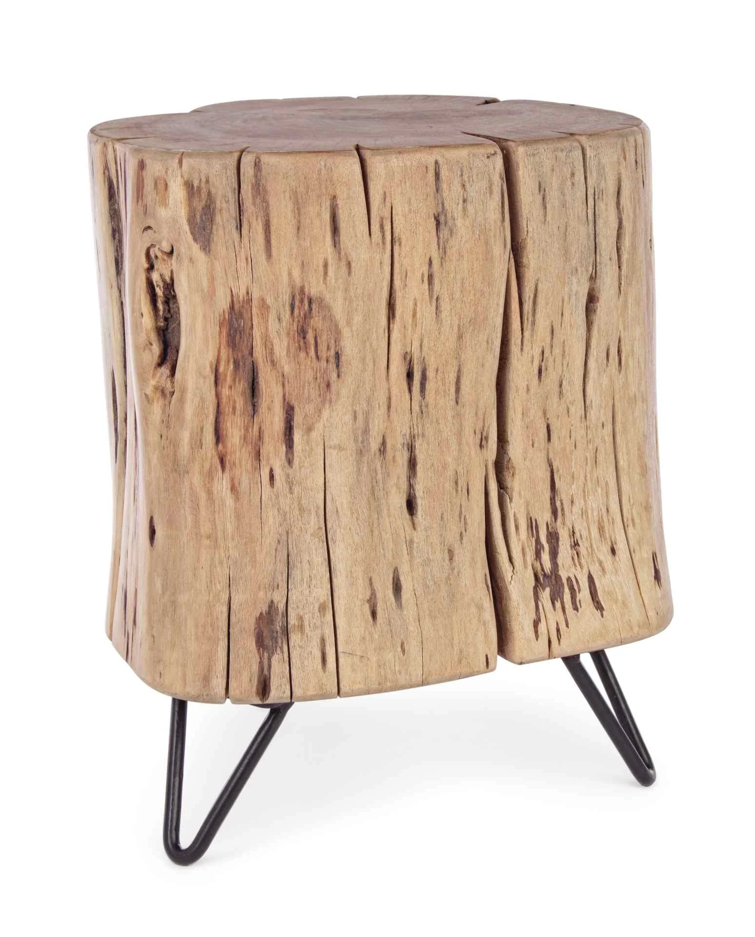 Hocker Artur aus Akazienholz, Massivholz-Design, rund, natur, 41 cm Höhe, Unikat