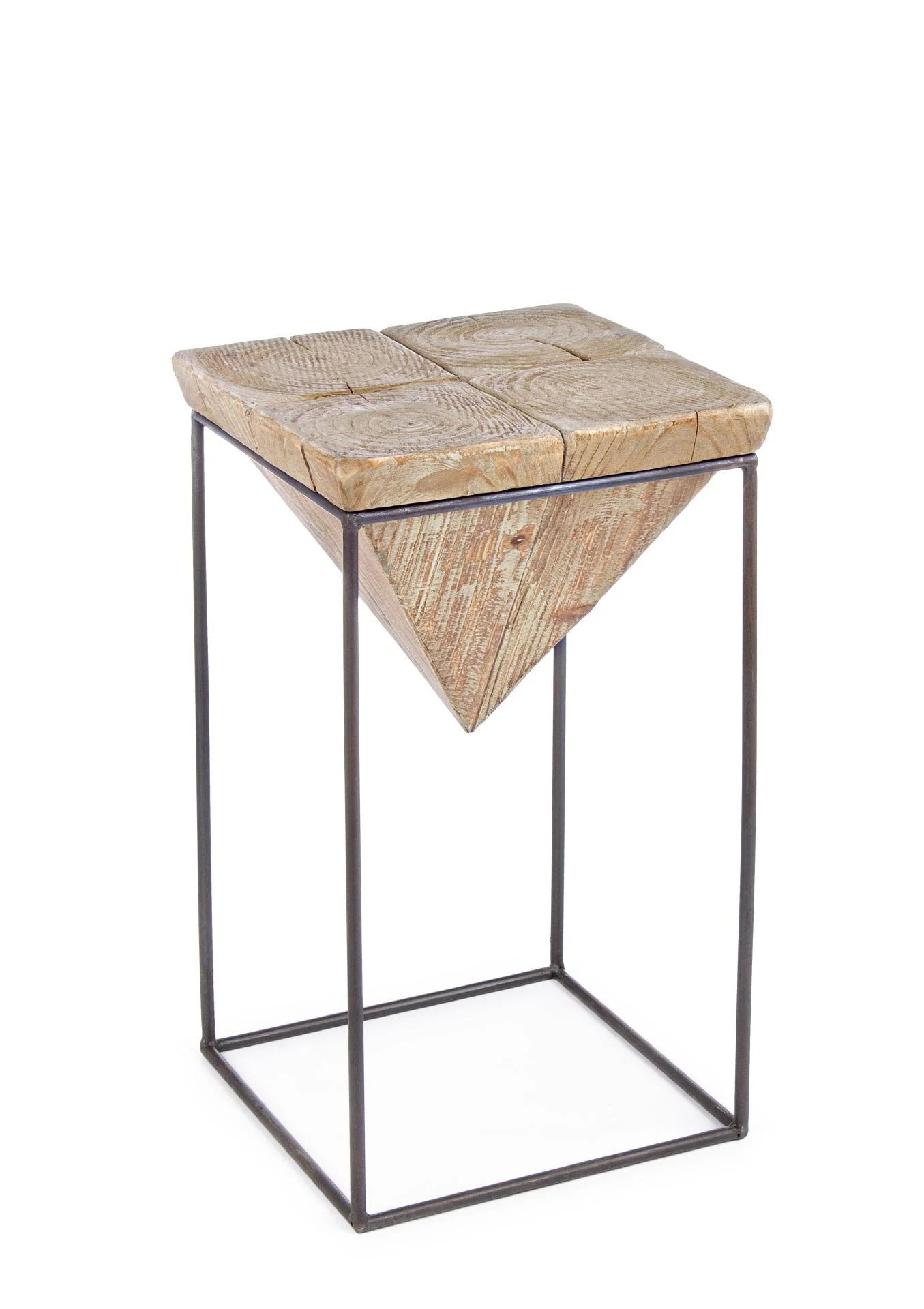 Hocker Prismy aus Tannenholz, skandinavischer Stil, natur, quadratisch, 55 cm, Unikat - Bizzotto