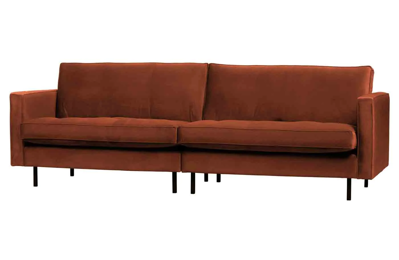 Sofa Rodeo Classic Samt, modern und gemütlich, 3 Sitzer in Rost, elegantes Design - Woood