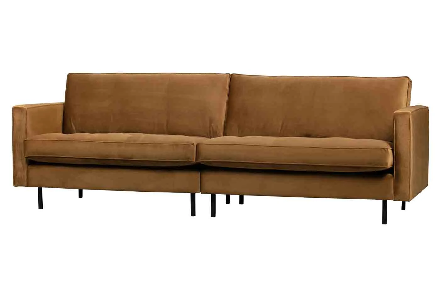 Sofa Rodeo Classic 3 Sitzer Samt, modern, honiggelb, elegantes Design, weicher Bezug - Woood
