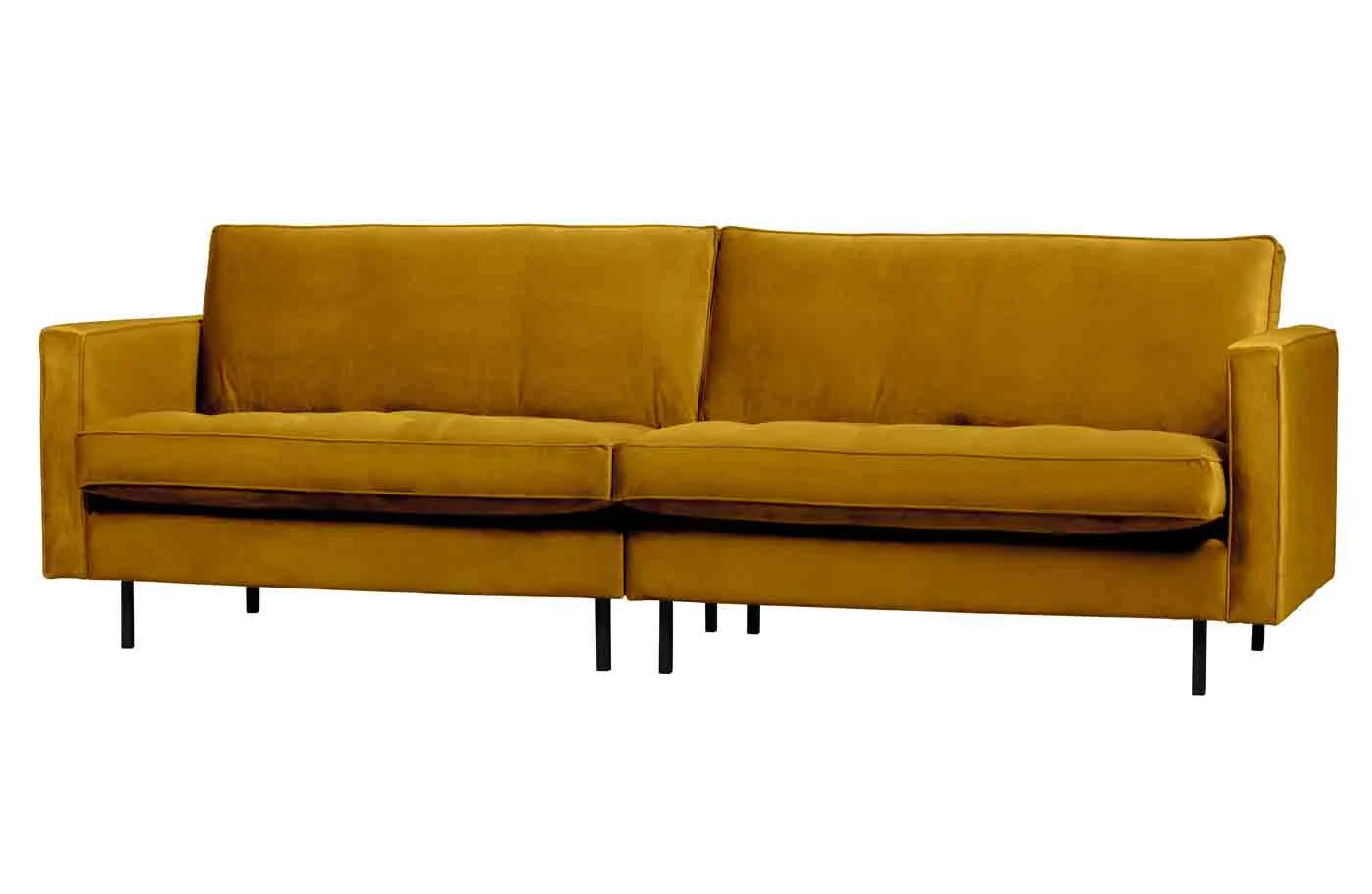 Sofa Rodeo Classic 3 Sitzer Samt, modernes Design, ocker, elegante Polsterung für Dein Zuhause - Woood
