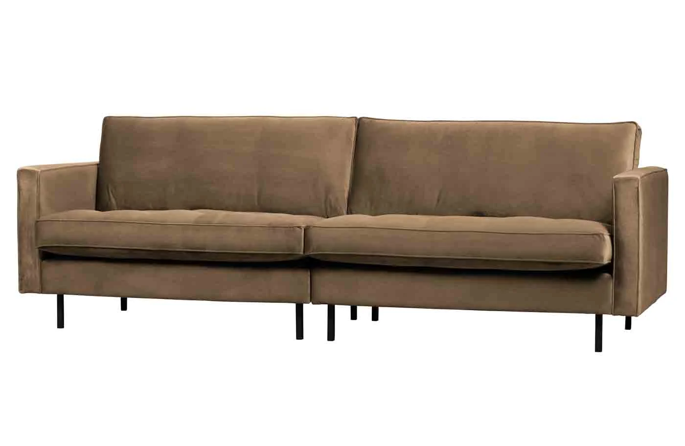 Sofa Rodeo Classic 3 Sitzer Samt, modern, taupe, weicher Bezug, elegante Metallbeine - Woood