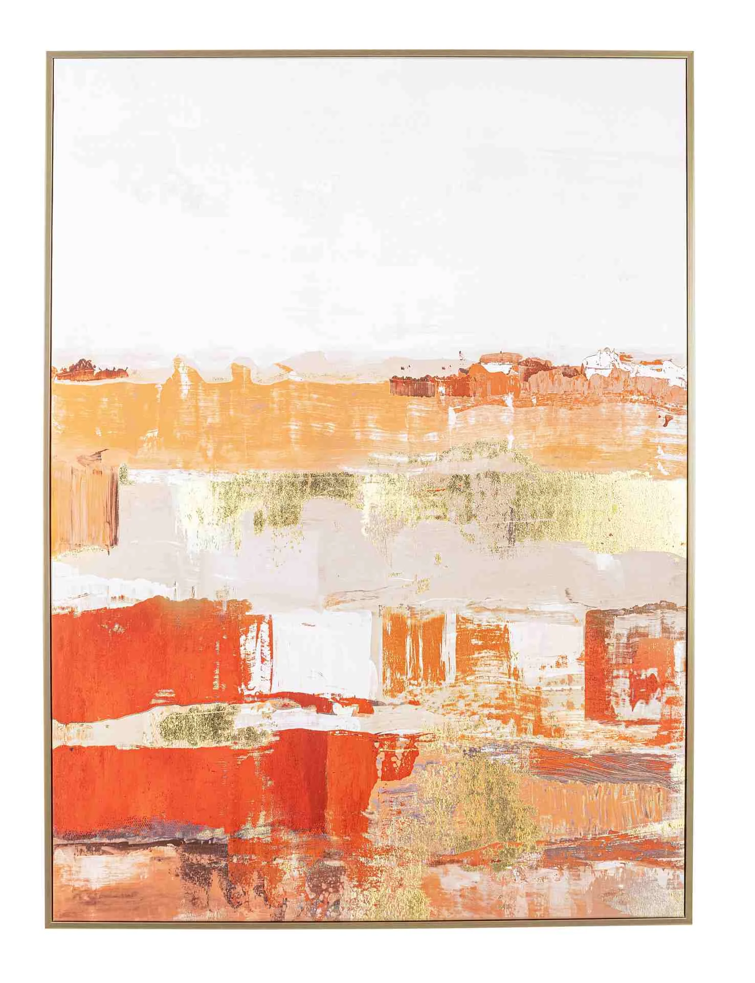 Bild Sunset Leinwand, modern, Hochformat 90x140 cm, Rahmen in Gold, Orange und Weiß - Bizzotto