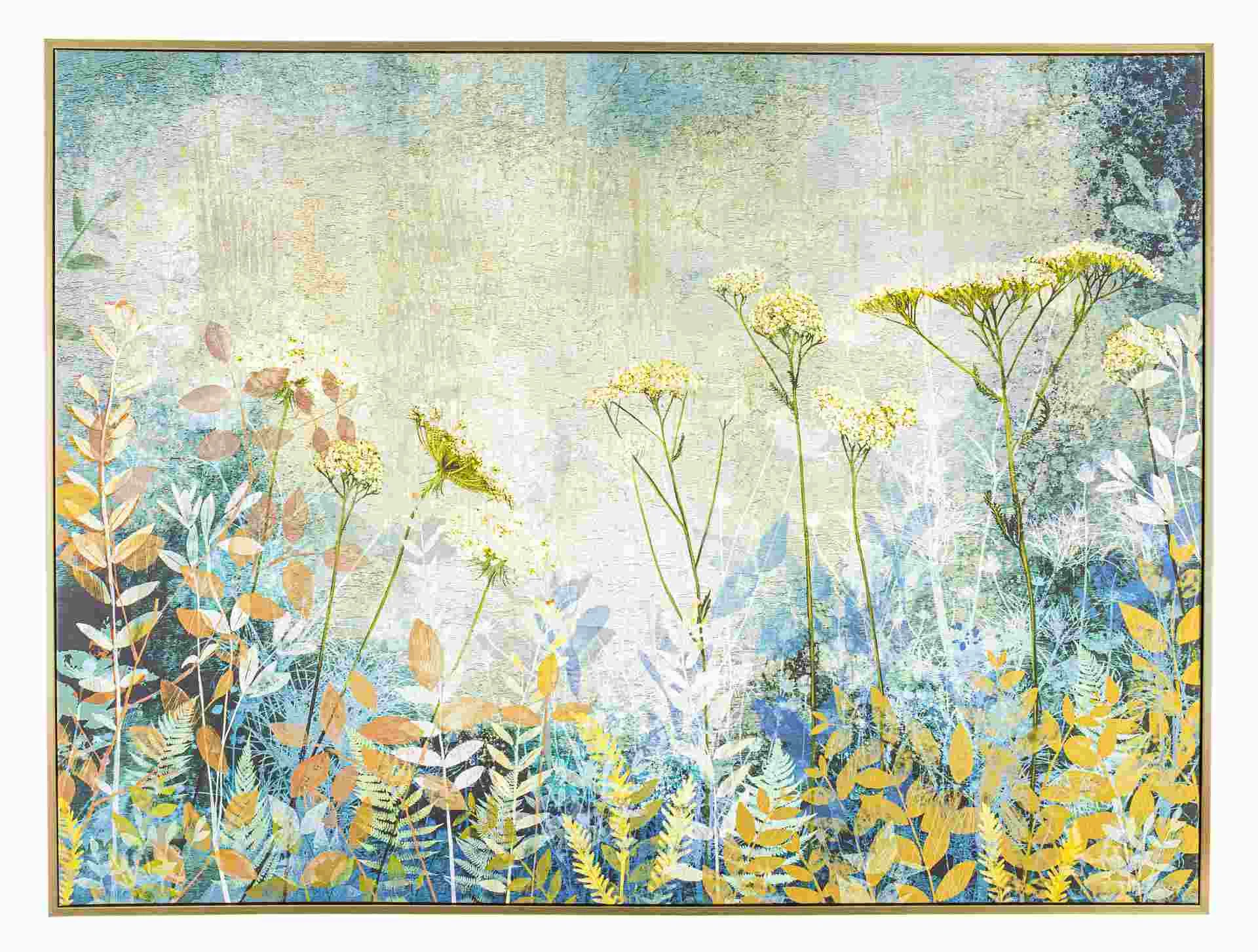 Bild Blue Wild Flower, Leinwanddruck mit Kiefernholzrahmen, klassisch, Blau Bunt, 120x90 cm - Bizzotto