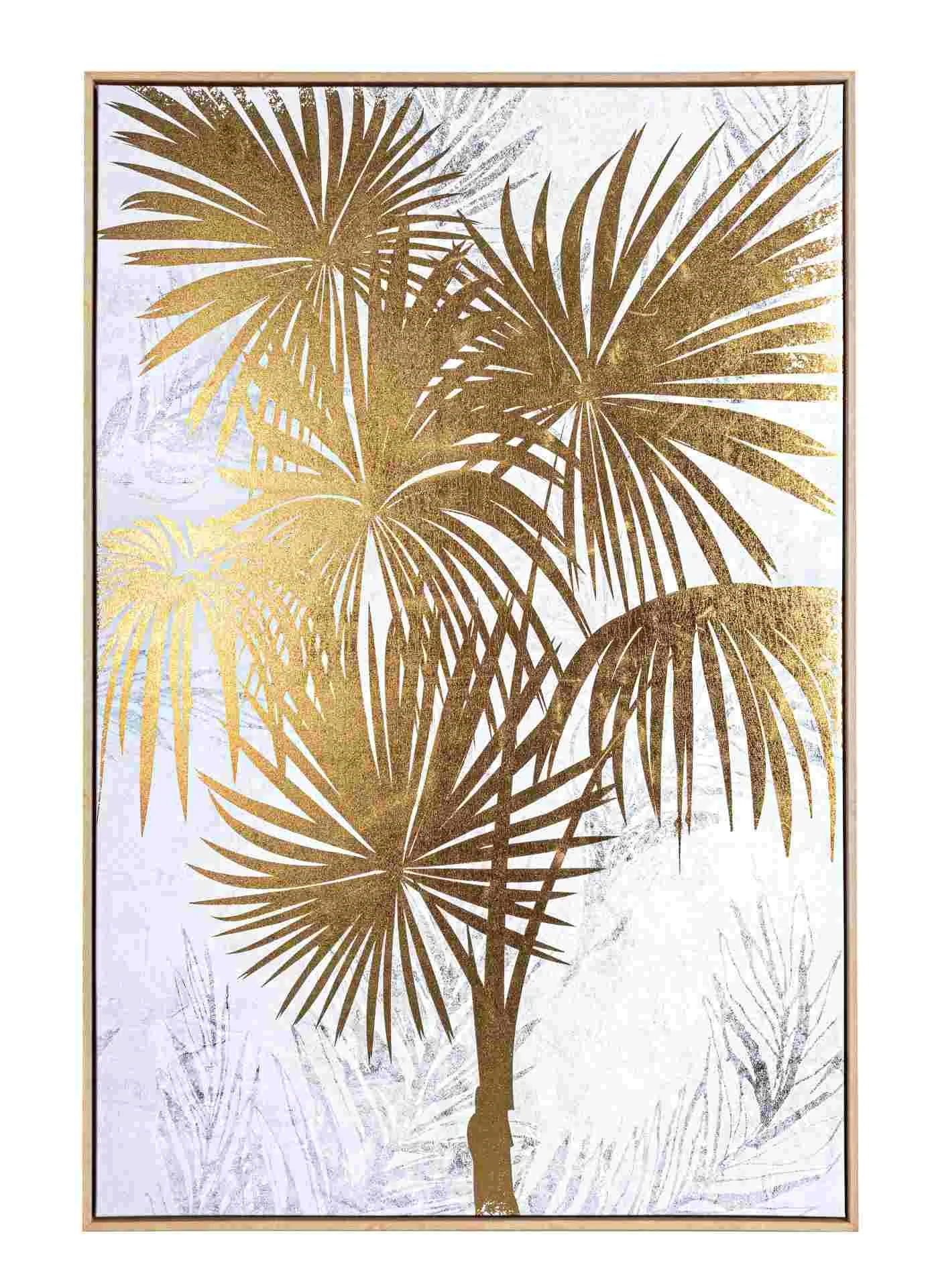 Bild Golden Summer, Leinwanddruck auf MDF-Holz, modern, gold-weiß, Hochformat 82x122 cm