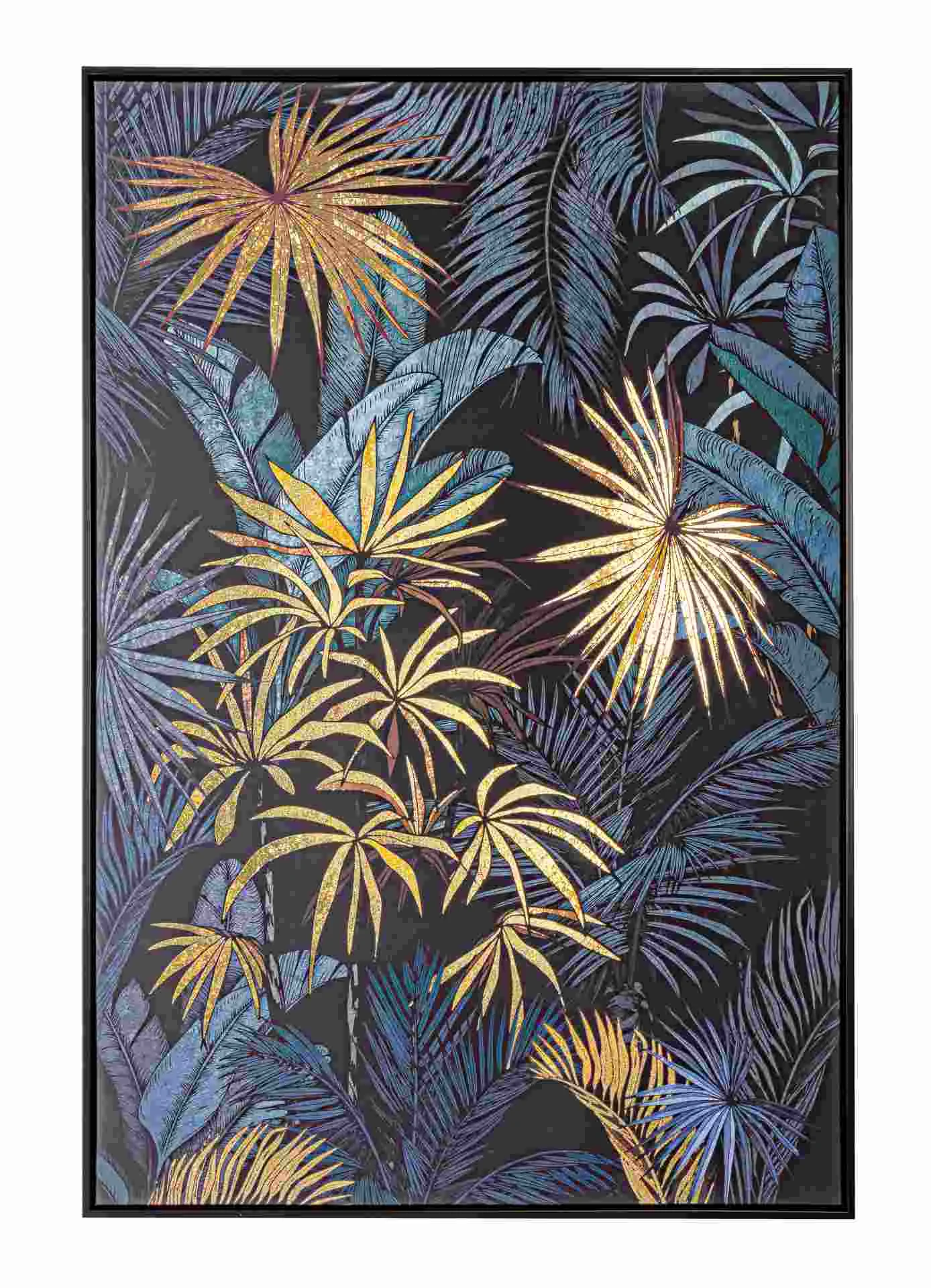 Bild auf Leinwand, modern, gold-blau im Hochformat, MDF-Rahmen, 82x122 cm, Bizzotto