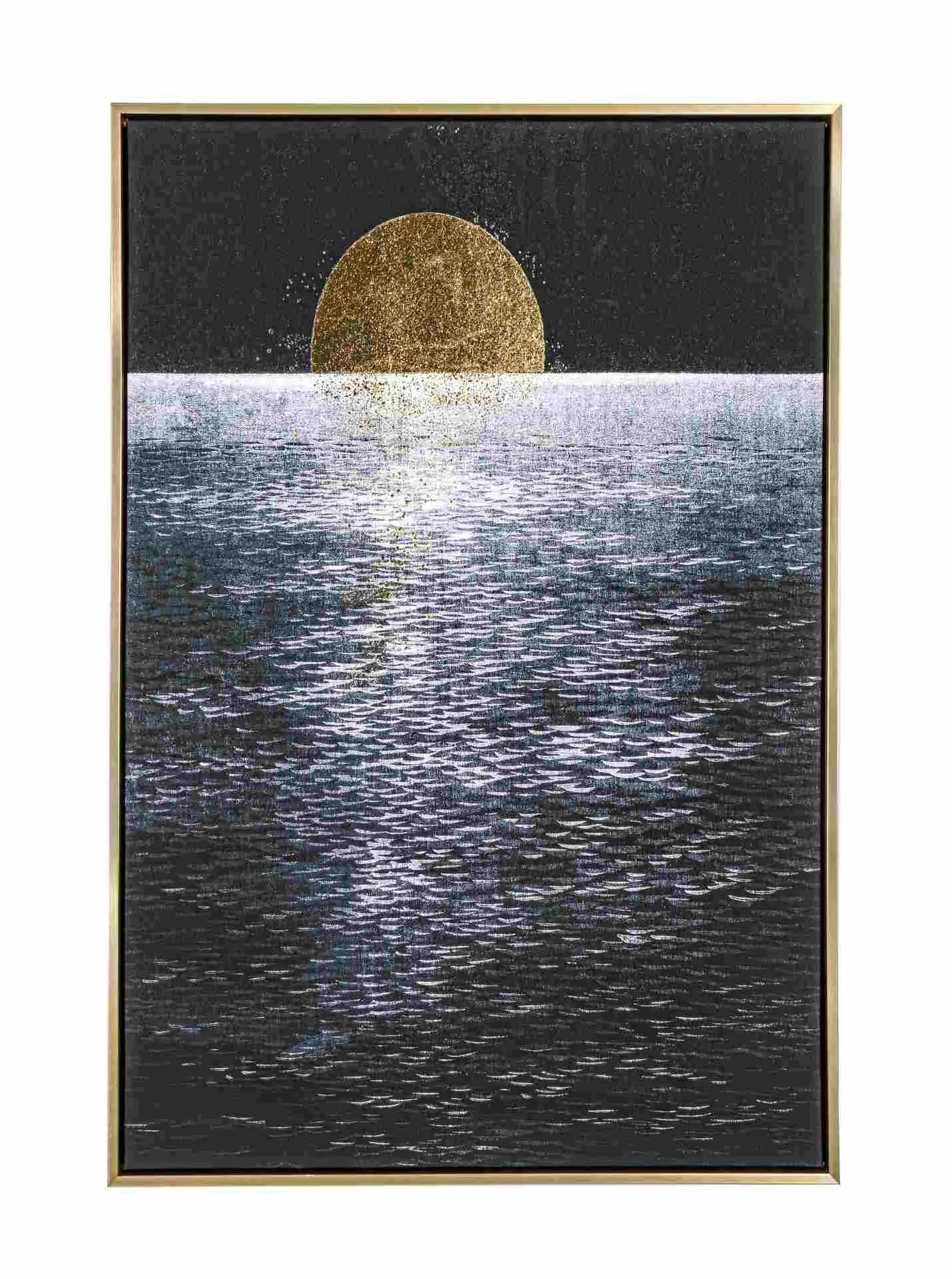 Bild Moonwalk Leinwand mit MDF-Rahmen, modern, Schwarz-Gold, 60x90 cm, Hochformat