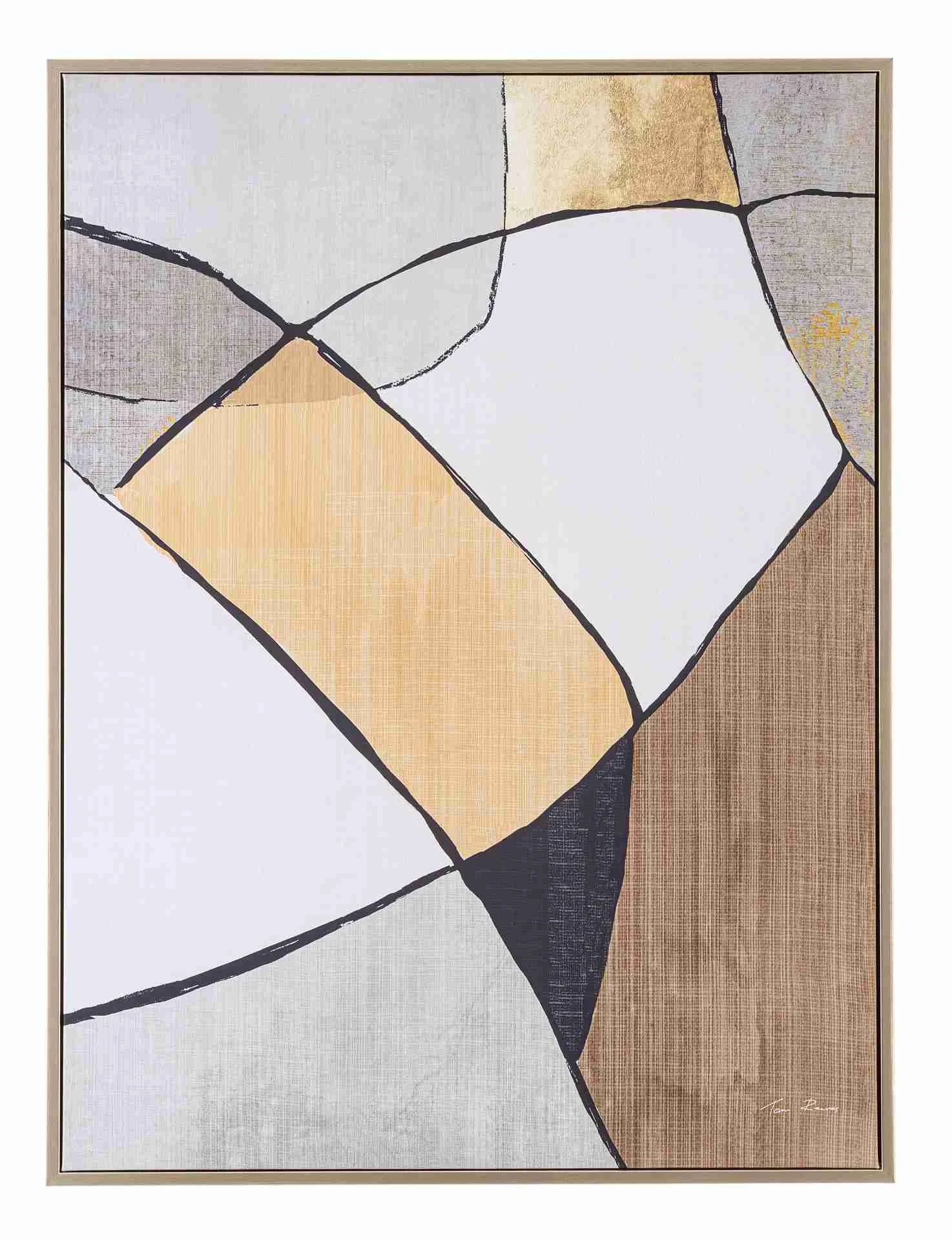 Bild Crack aus Kiefernholz und Leinwand, klassisch, grau bunt, Hochformat 60x80 cm - Bizzotto