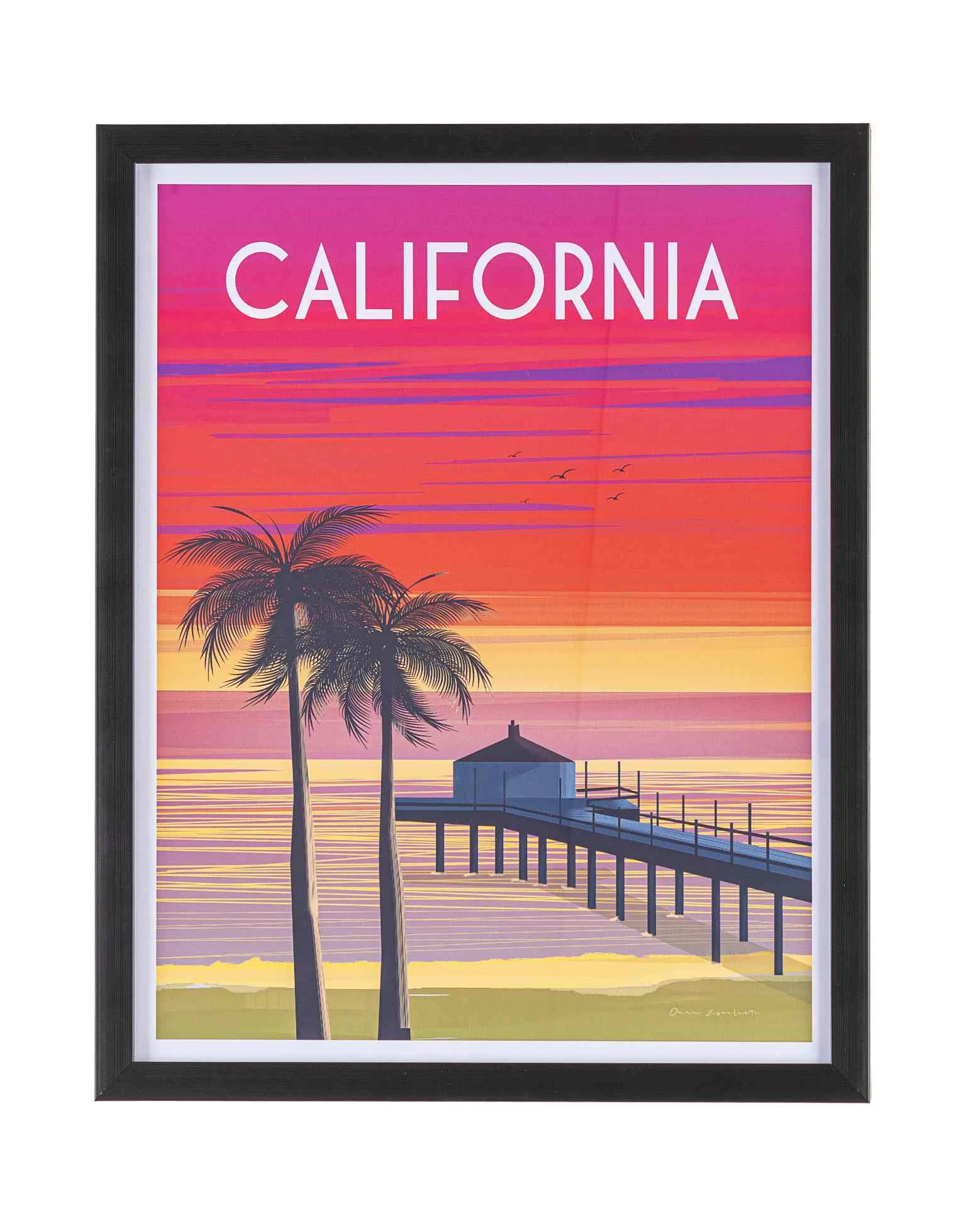 Bild California, moderner Kunstdruck auf Papier mit Kunststoffrahmen, Hochformat, bunt rosa, 40x50 cm - Bizzotto