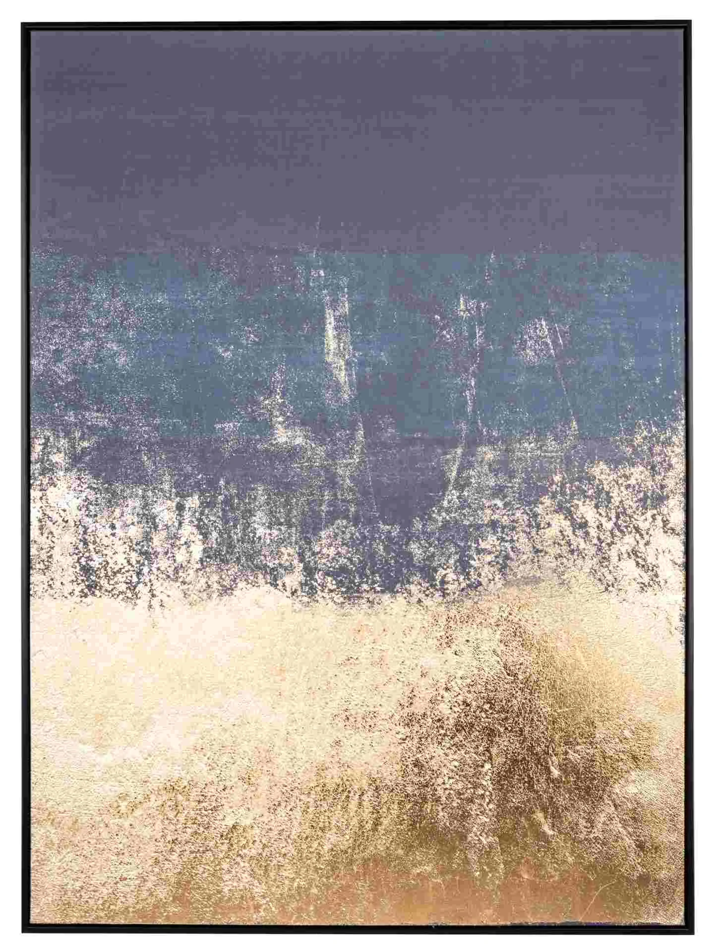 Bild Golden Hour Kiefernholz, modern mit goldener Applikation, Hochformat, 100x140 cm - Bizzotto