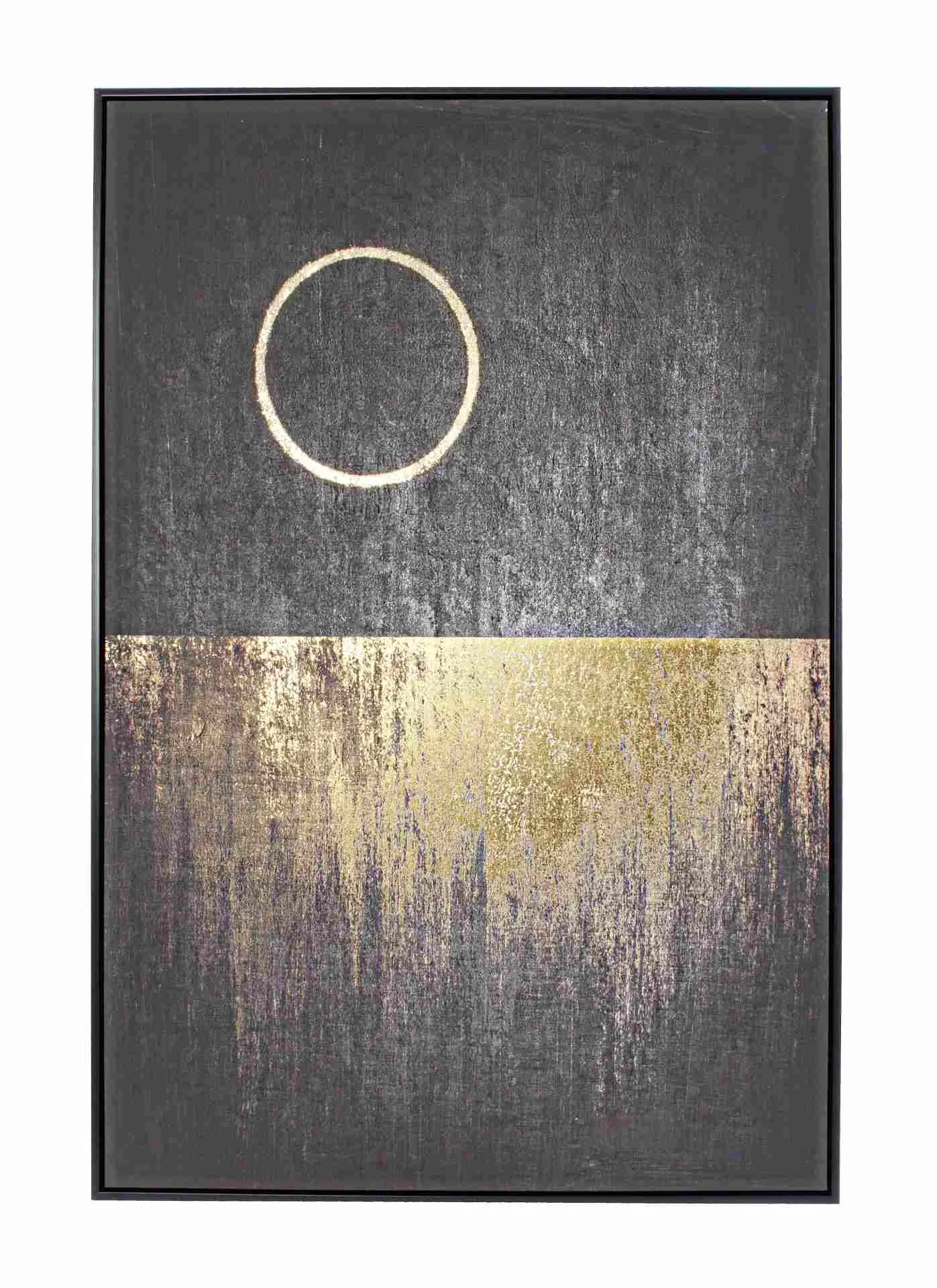 Bild Eclipse Leinwand mit MDF-Holzrahmen, modern, gold und dunkelgrau, 82x122 cm