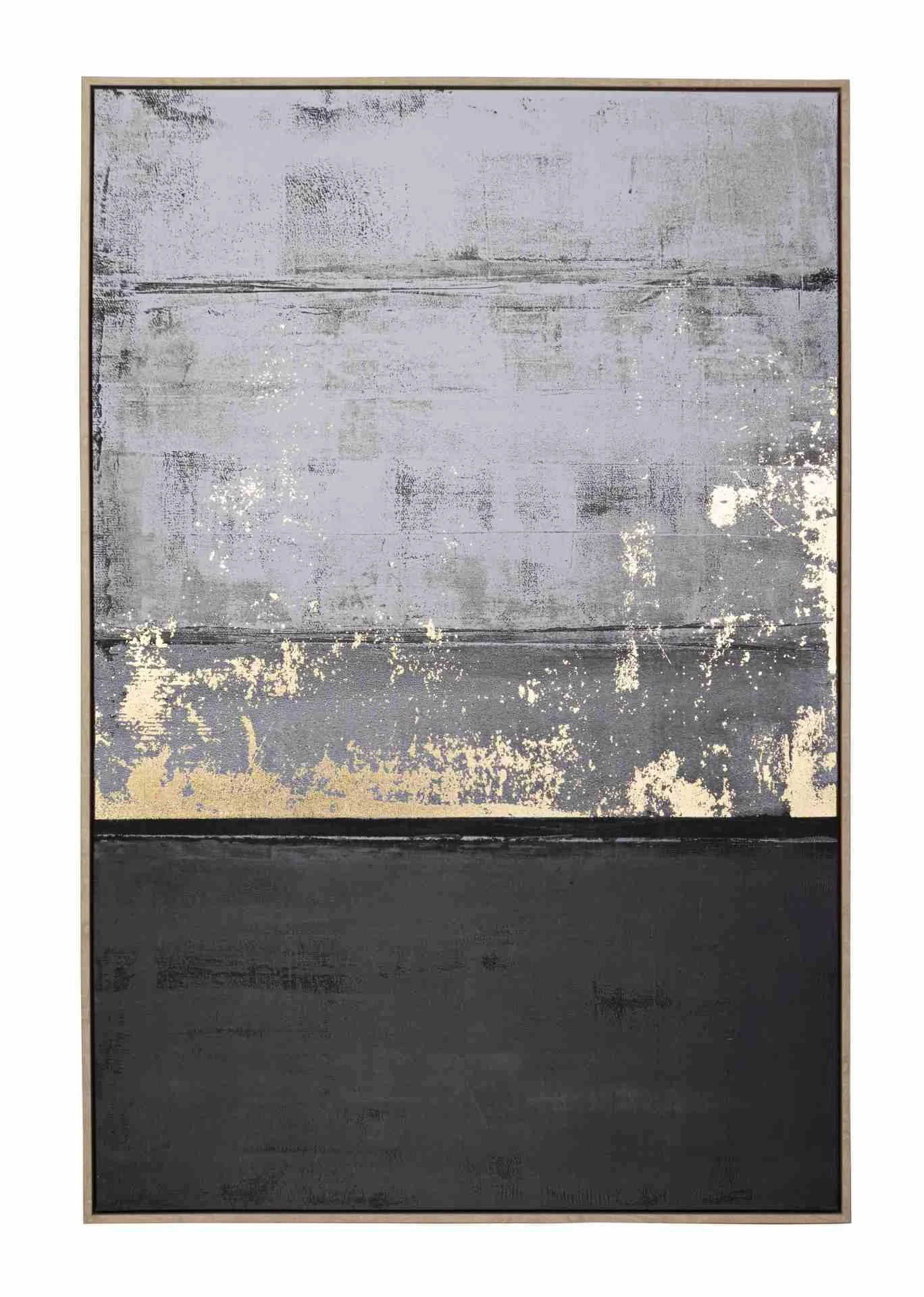Bild Gate aus Leinwand und MDF-Holz, modern, grau gold, Hochformat 82x122 cm