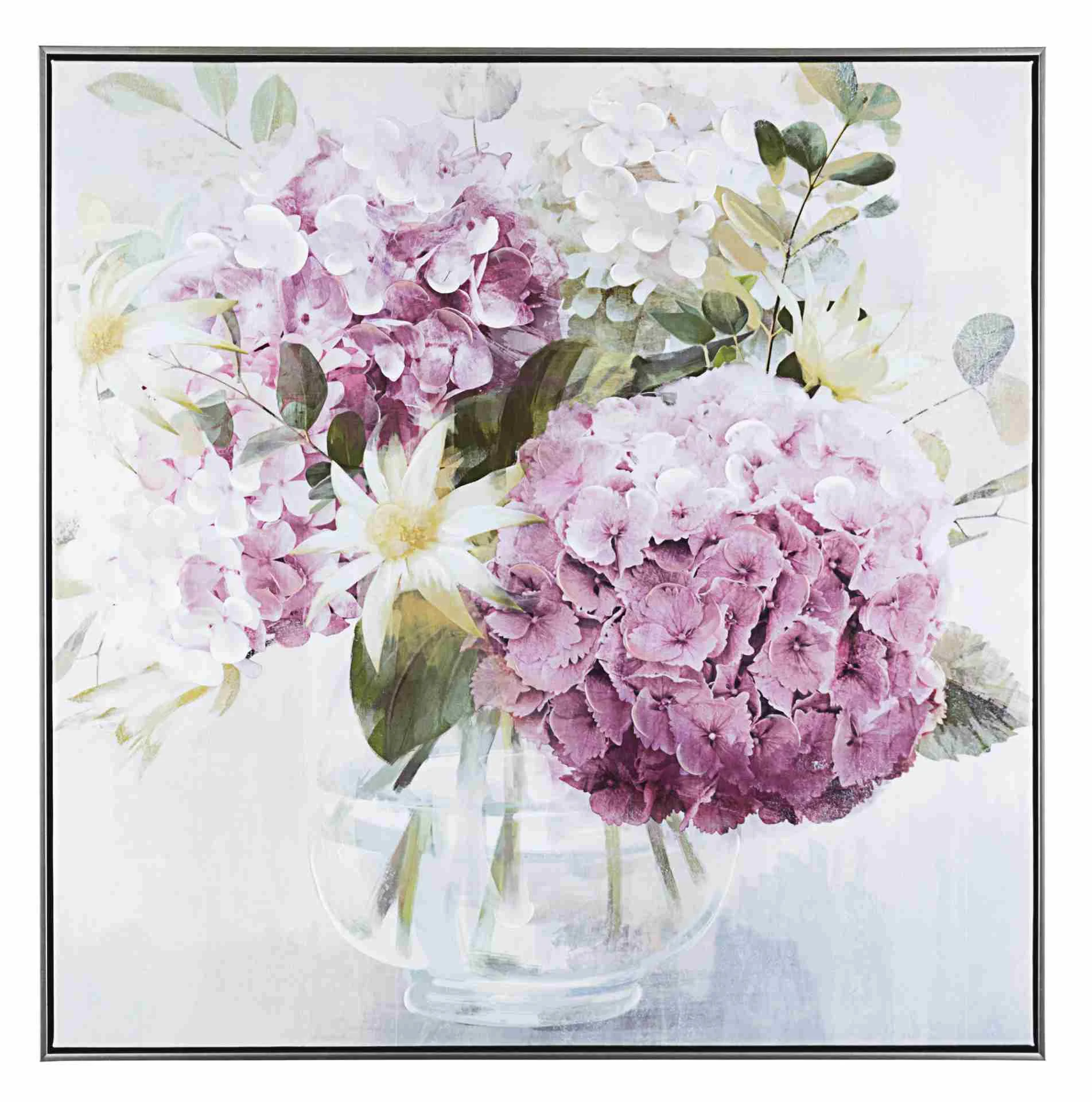 Bild Flower Bouquet No. 1, Leinwanddruck mit Kiefernholzrahmen, klassisch, bunt rosa, 82x82 cm - Bizzotto