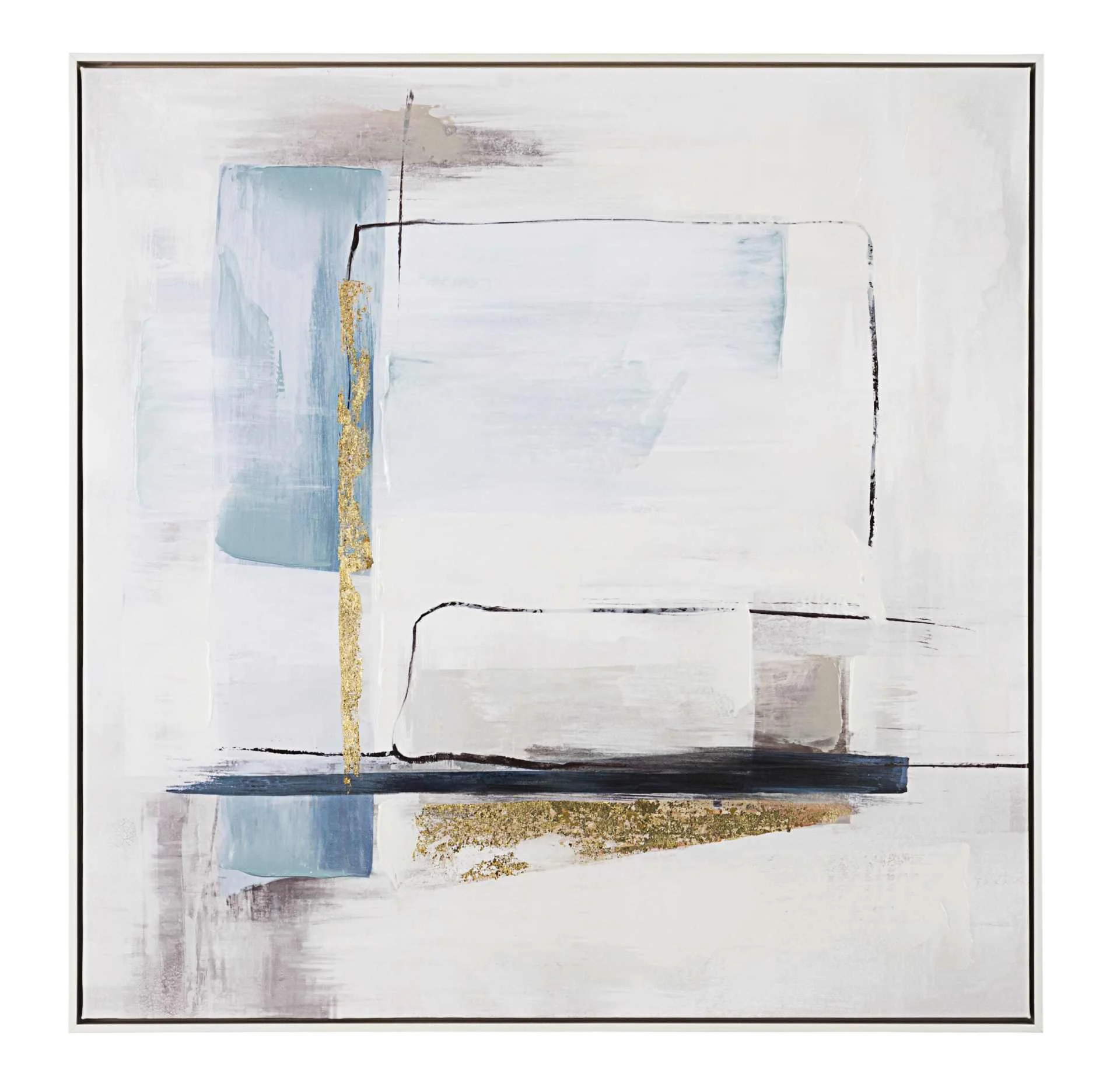 Bild Abstract No.2, Druck auf Leinwand, klassisch-modern, grau bunt, quadratisch 82x82 cm
