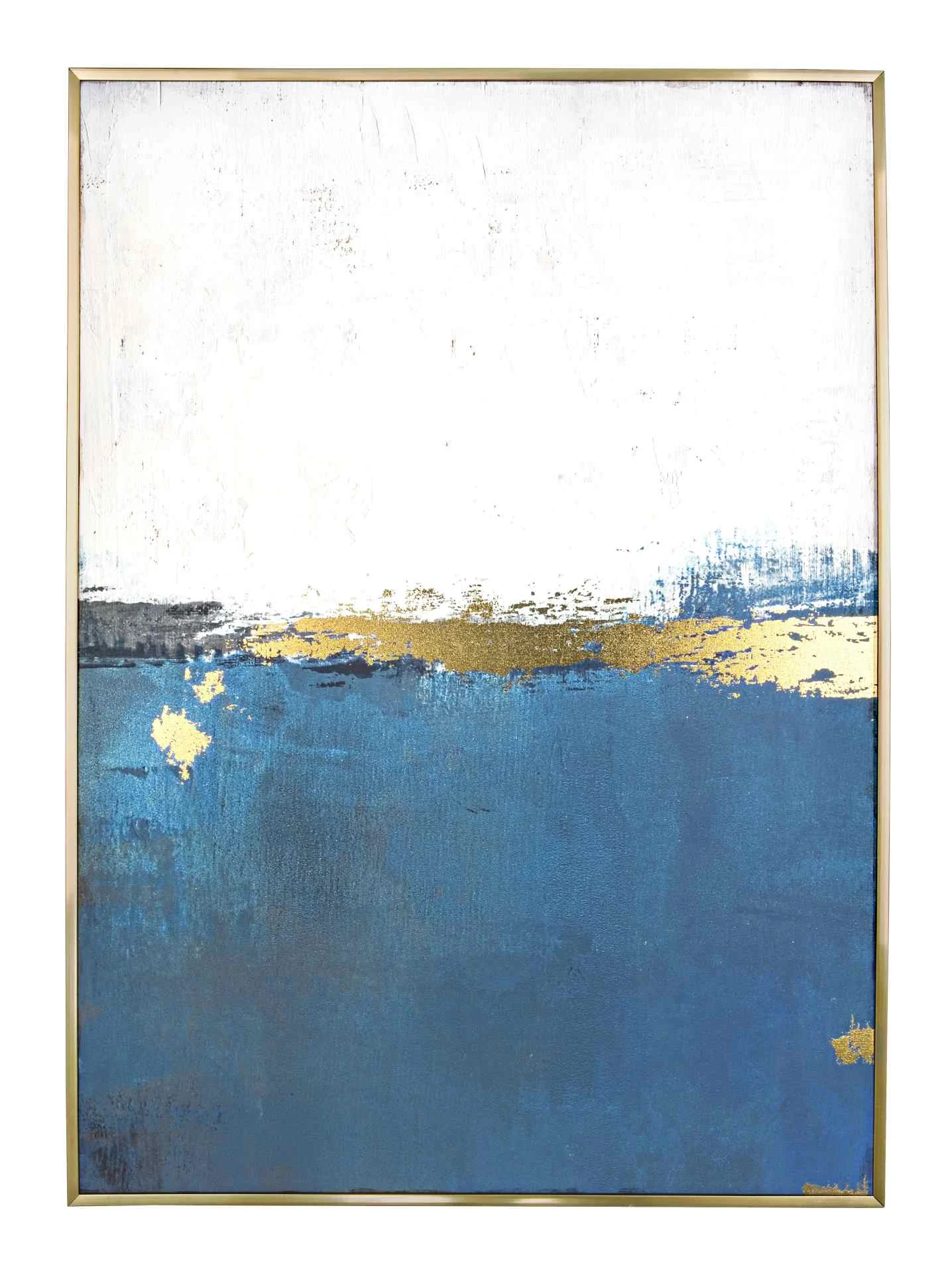 Bild Coast Leinwanddruck, modern, Blau Gold, Hochformat 67x94 cm, Kiefernholzrahmen - Bizzotto