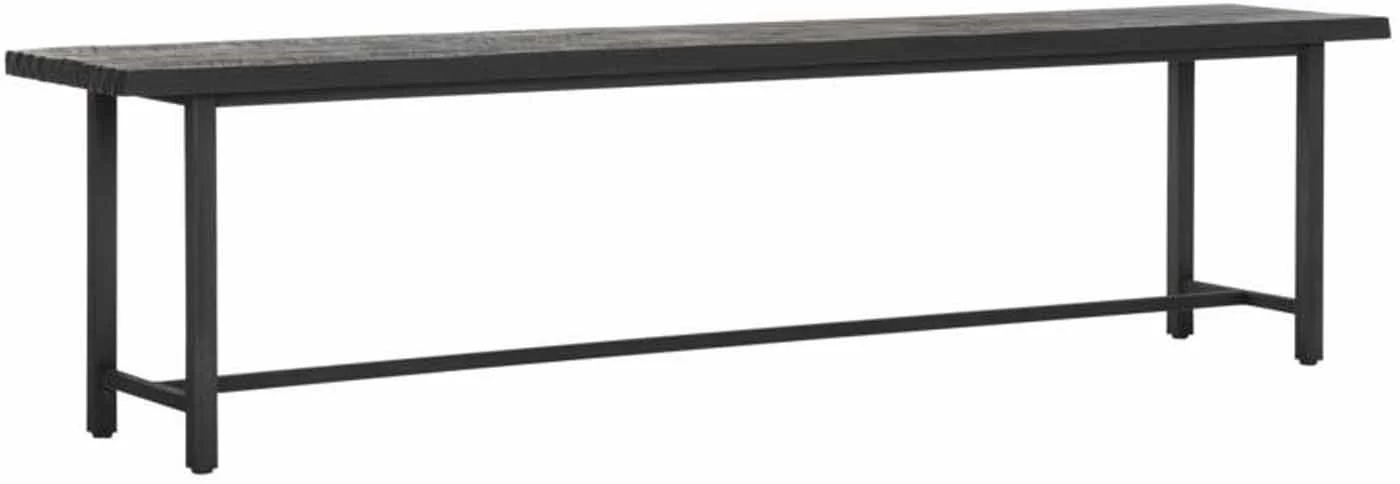 Sitzbank Beam aus recyceltem Teakholz und Metall, Industrial Stil, schwarz, 190 cm, für 3–4 Personen - Must Living