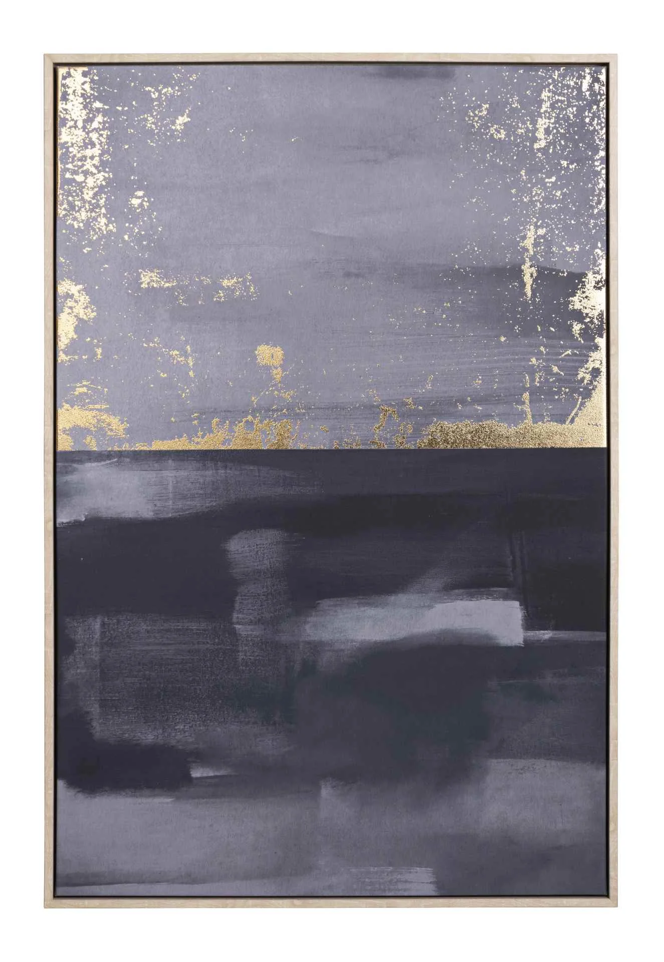 Bild Wall aus Leinwand und MDF-Holz, modern, Grau Gold im Hochformat, 60x90 cm