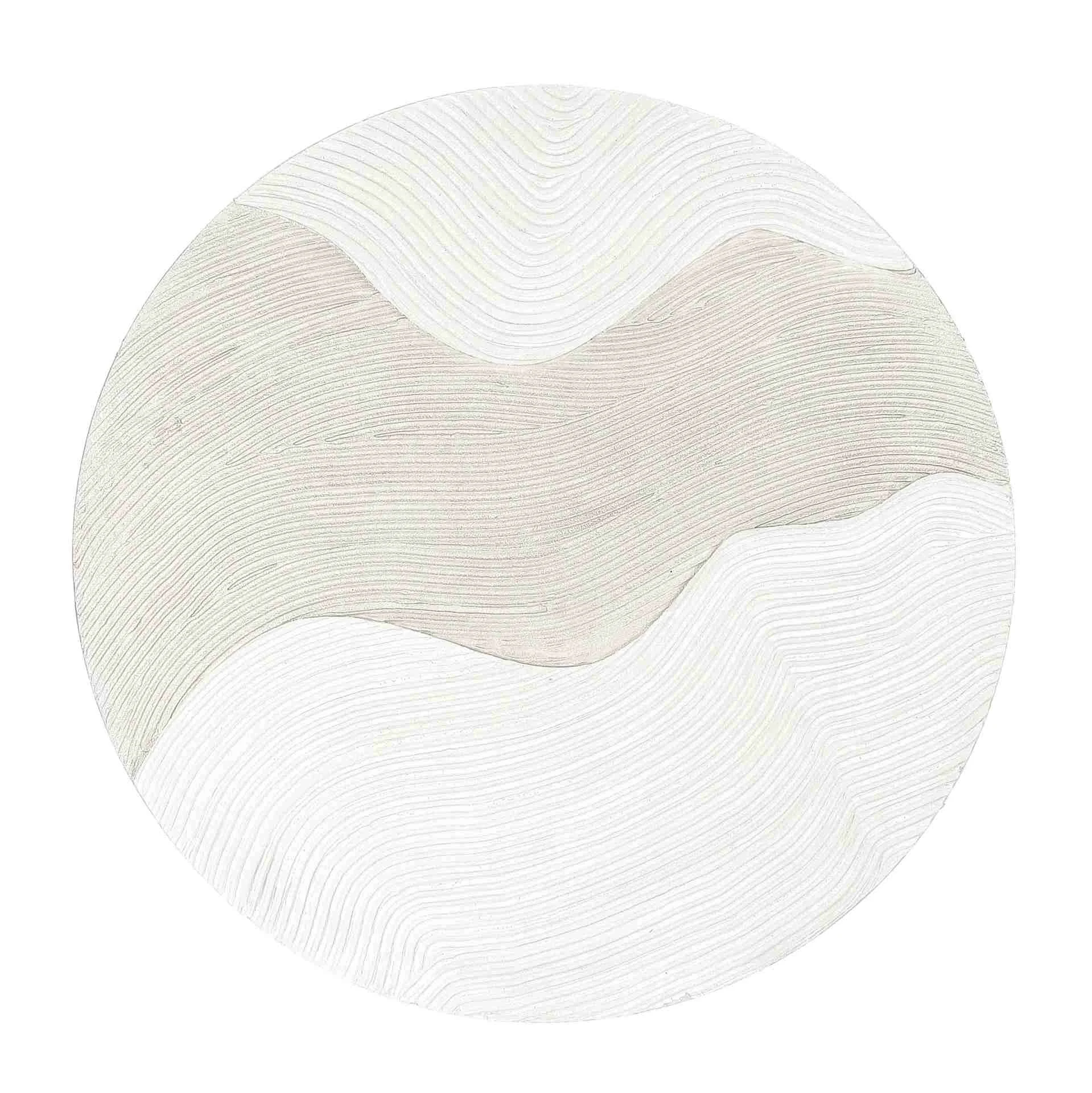 Bild Wave aus Kiefernholz und Leinwand, modern, rund, weiß, Ø 90 cm, für Dein Zuhause - Bizzotto