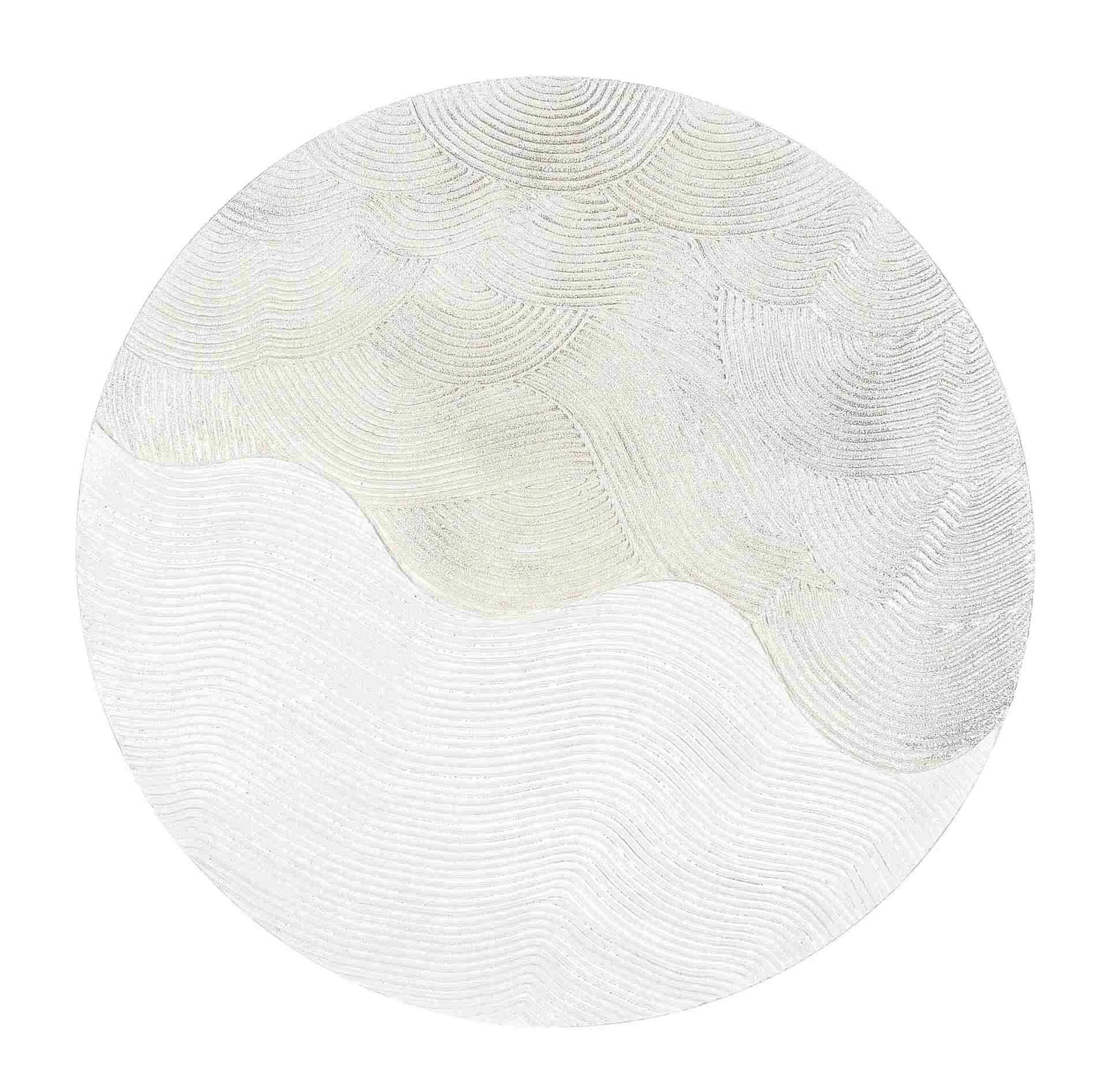 Bild Moon aus Kiefer und Leinwand, modern rund, weiß, Ø 90 cm, für Dein Zuhause - Bizzotto