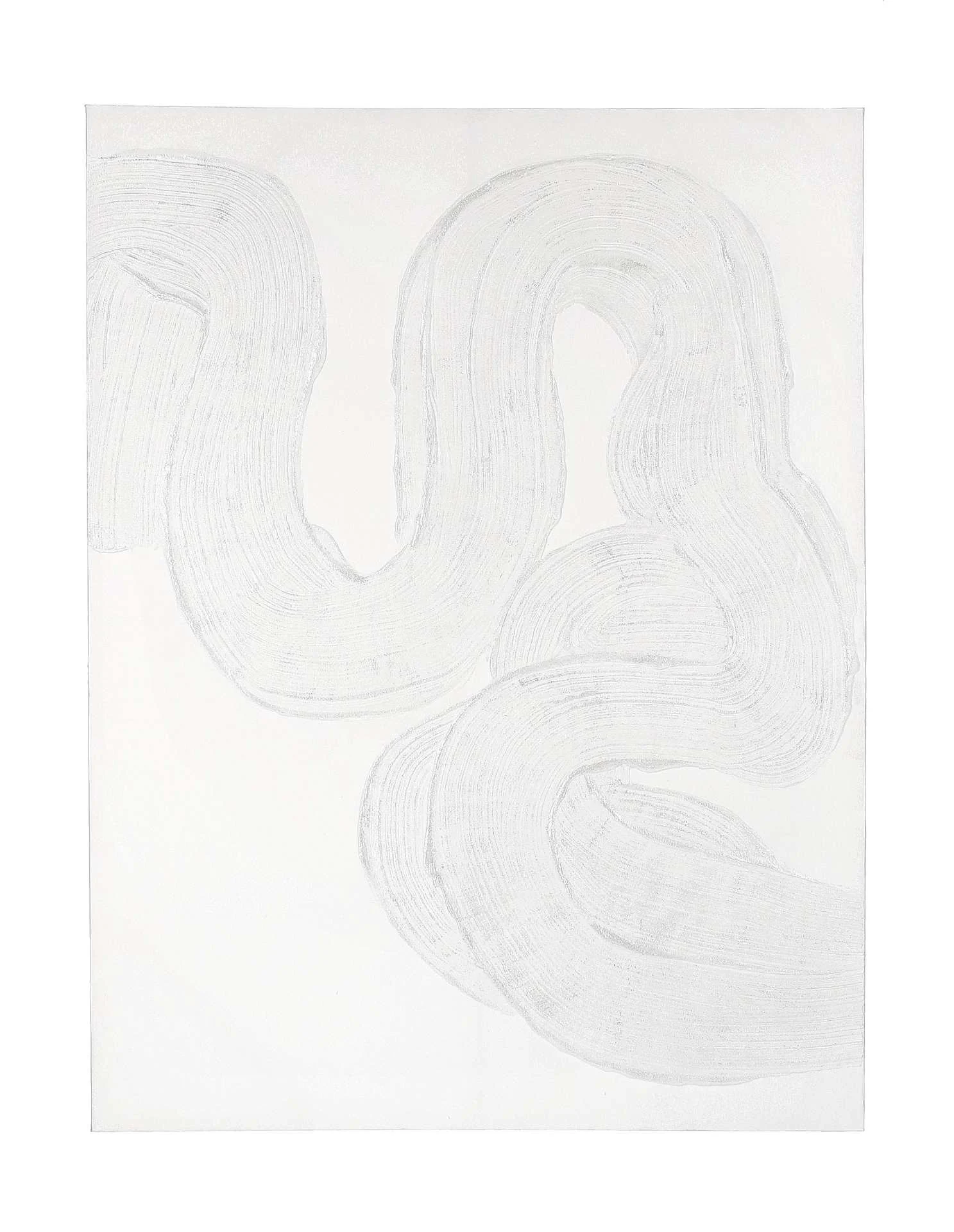 Bild Snake aus Kiefernholz und Leinwand, modern, weiß, Hochformat 90x120 cm - Bizzotto