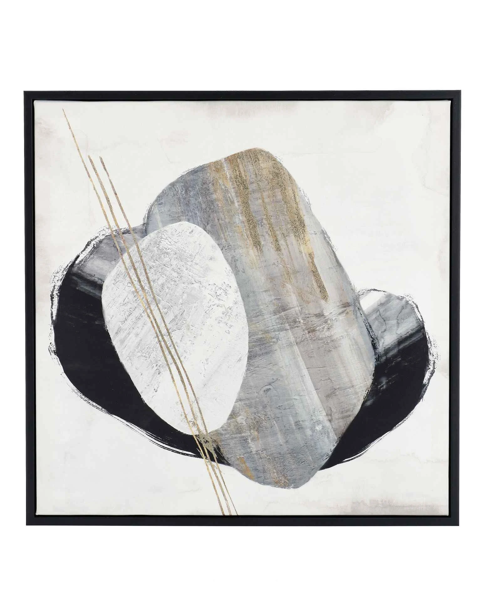 Bild Inner Circle No.1, Leinwand mit Kiefernholzrahmen, modern, weiß grau, quadratisch, 50x50 cm - Bizzotto