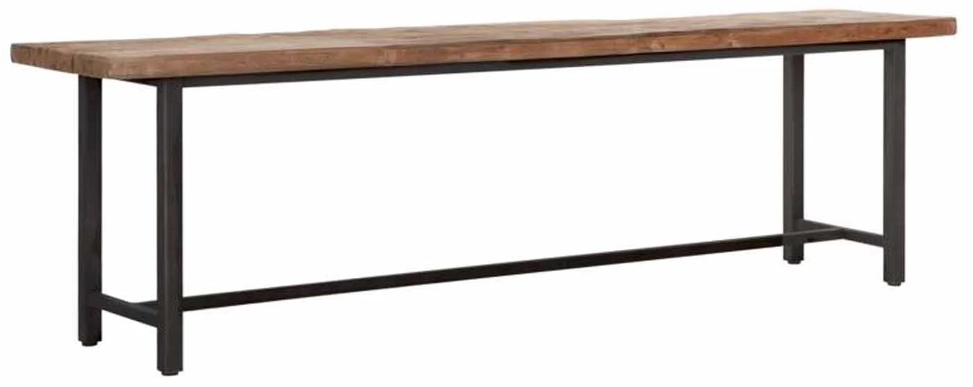 Sitzbank Beam aus recyceltem Teak und Metall, Industrial Stil, naturfarben, 165 cm breit - Must Living