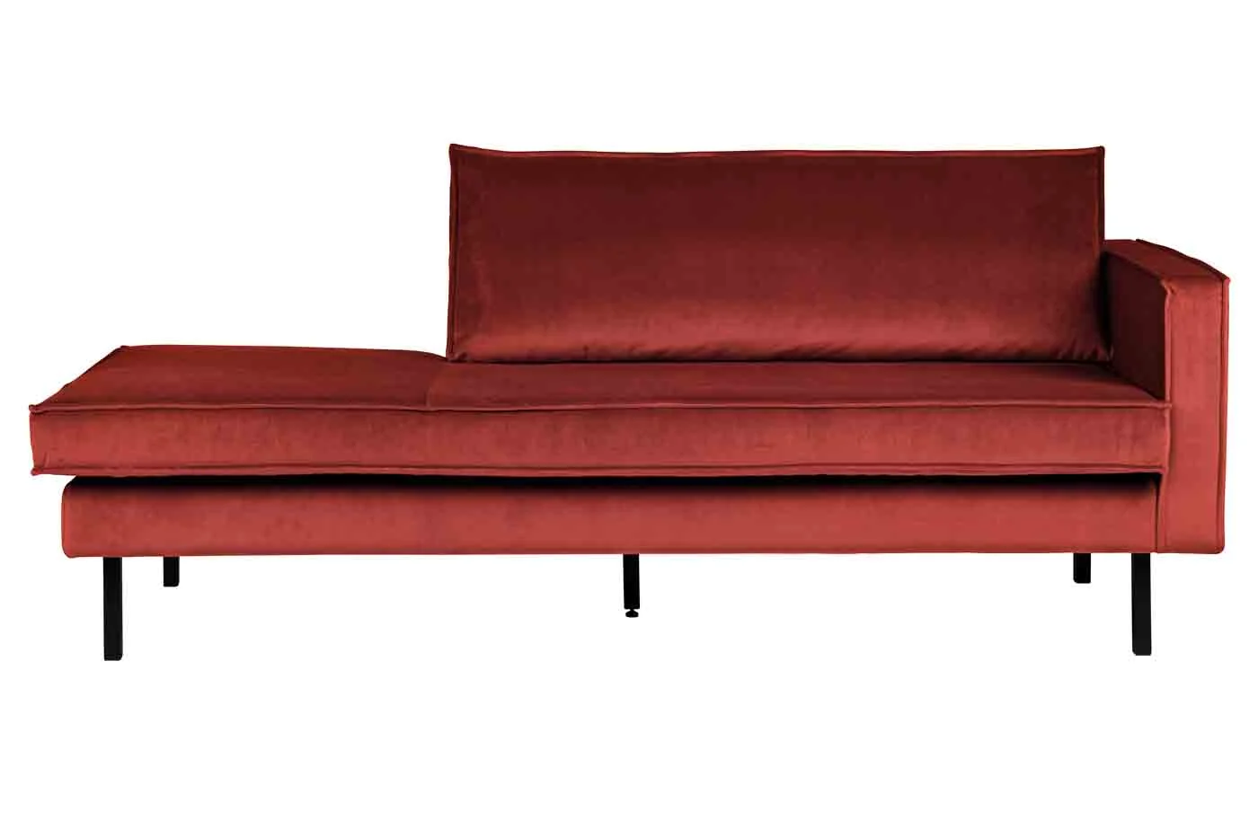 Daybed Recamiere Samt, modern und bequem, rechts, kastanien-rot, elegantes Design