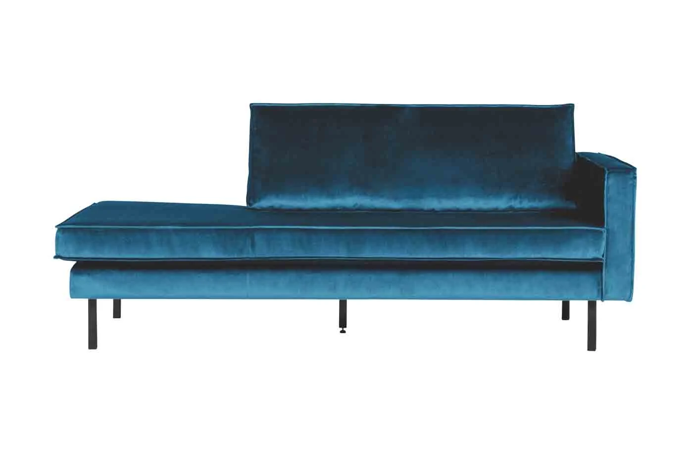 Daybed Recamiere Rodeo aus Samt, modern, rechts ausgerichtet, blau, elegantes Design - Woood