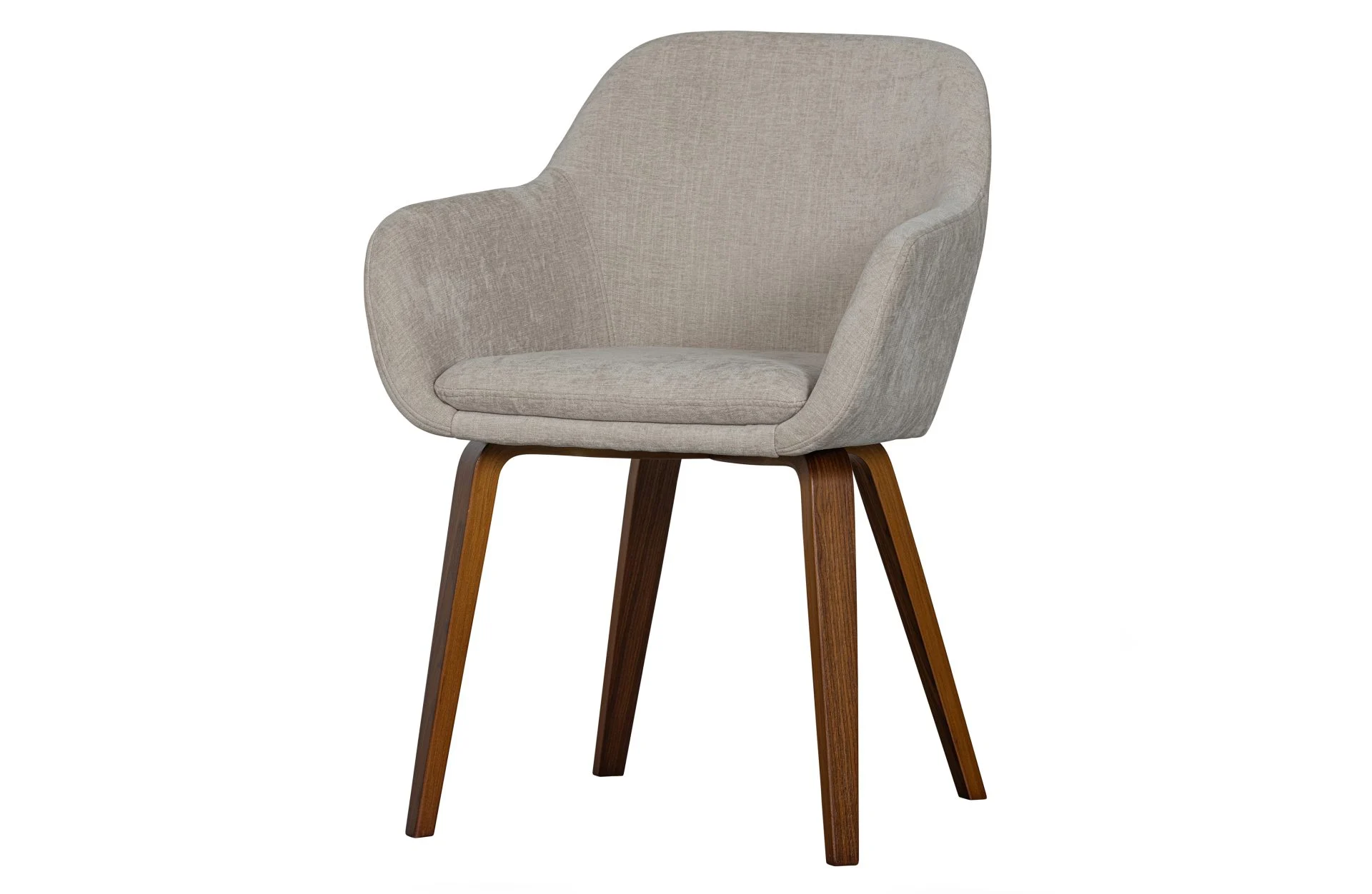 Esszimmerstuhl Base aus Samt, klassische Eleganz, sandfarben, gepolstert, Holzgestell - VTwonen