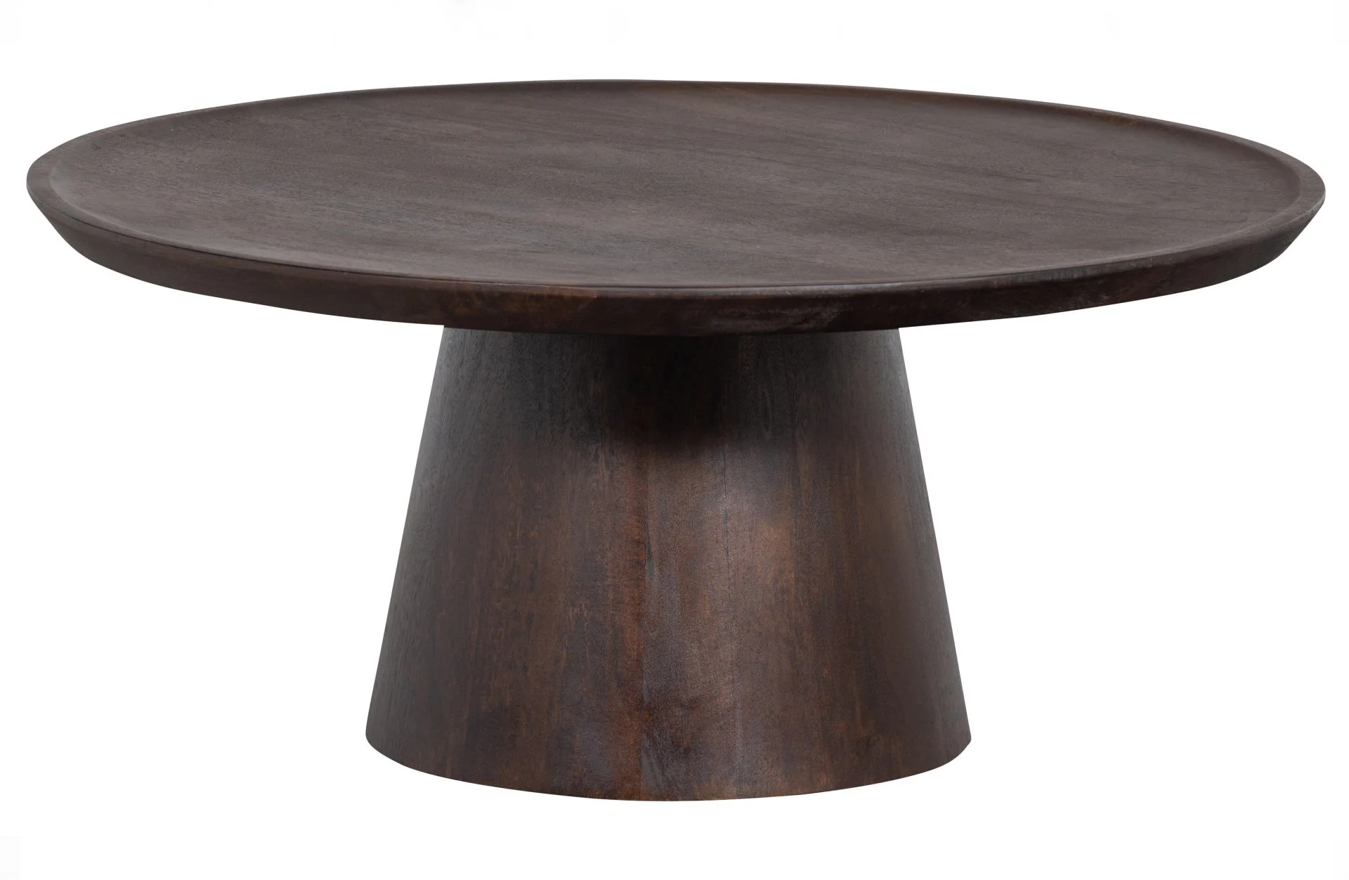Couchtisch Coffee A Gogo aus Mangoholz, modern, rund, braun walnuss, stabiler Mittelfuß - VTwonen