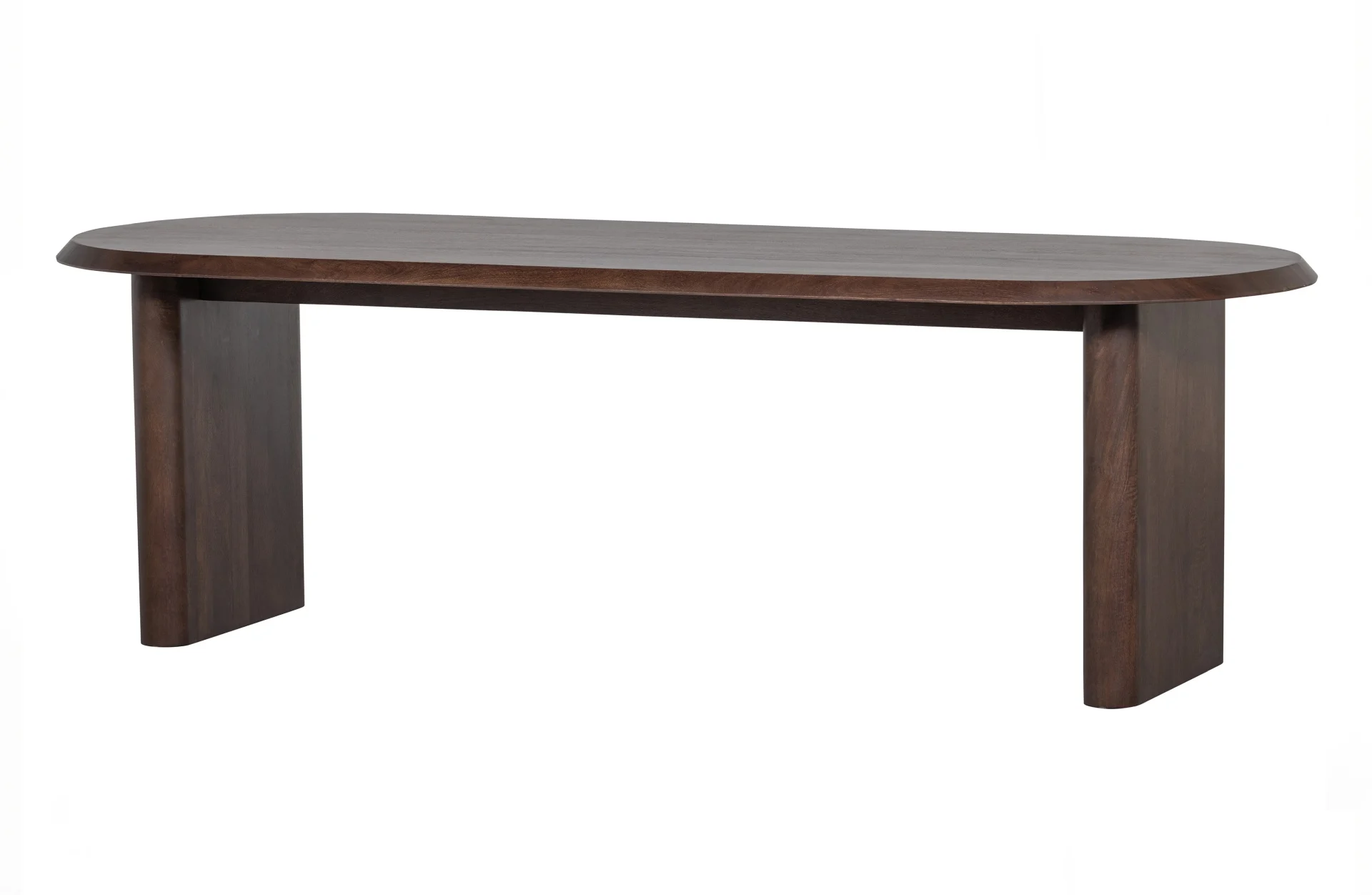 Esstisch Ellips aus Mangoholz, modern rechteckig, Braun Nussbaum, 240 cm, für 6–8 Personen - VTwonen