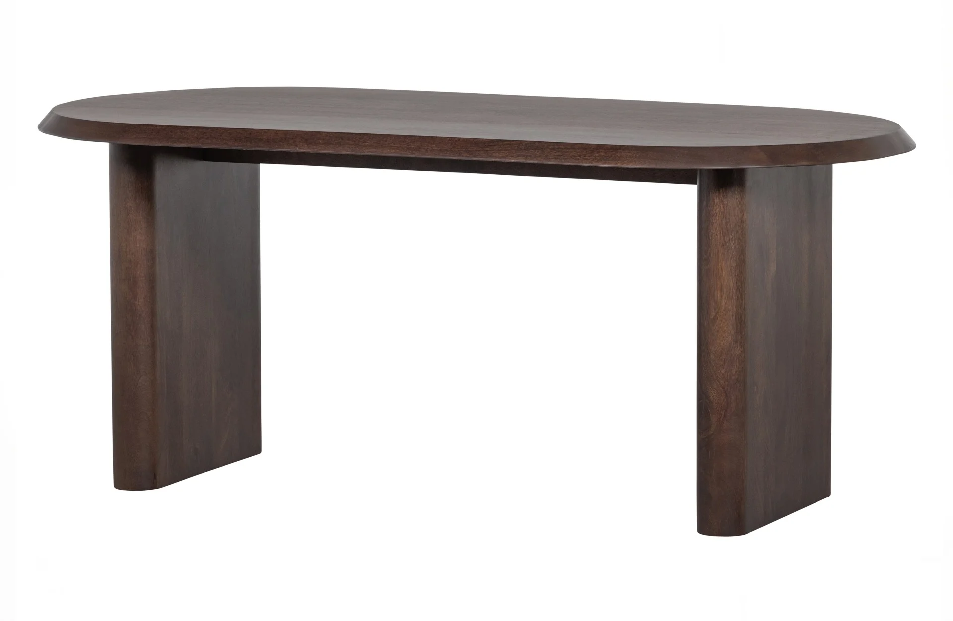 Esstisch Ellips Mangoholz, modern, rechteckig, braun nussbaum, 180 cm, für 4–6 Personen - VTwonen