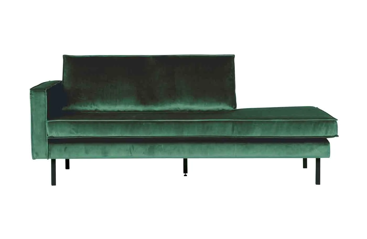 Daybed Recamiere Rodeo aus Samt, modern, links, waldgrün, elegantes Design, gepolstert - Woood