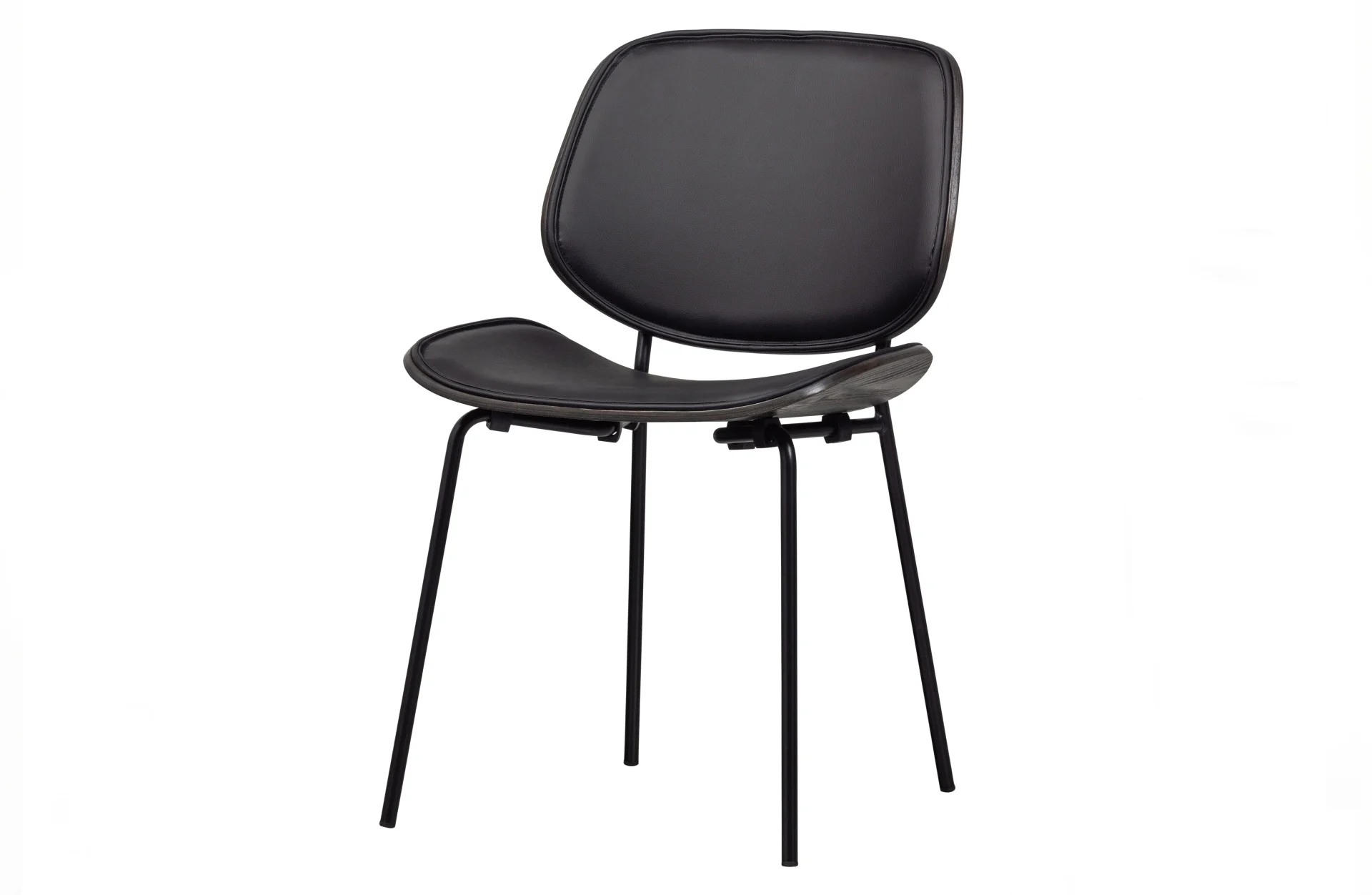 Esszimmerstuhl Close aus Kunstleder, modern, Schwarz, gepolstert, stabiles Metallgestell - Woood