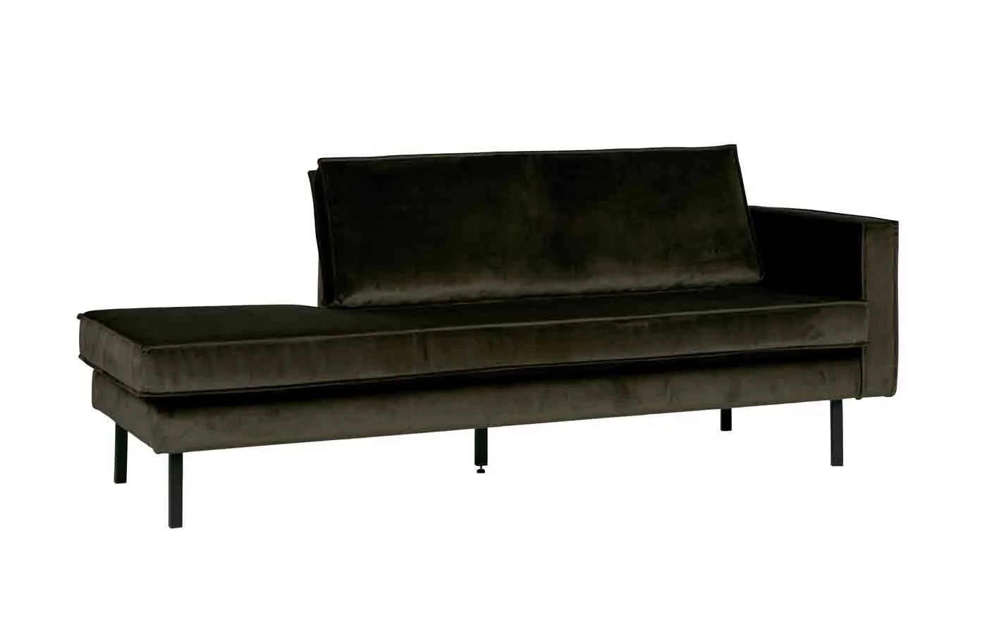 Daybed Recamiere Rodeo Samt, modern und gepolstert, rechts, Dunkelgrün, elegantes Design - Woood