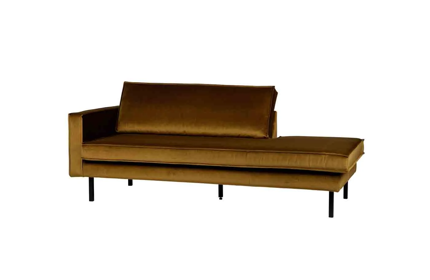 Daybed Rodeo aus Samt, modern und gepolstert, links, honiggelb, elegantes Design - Woood