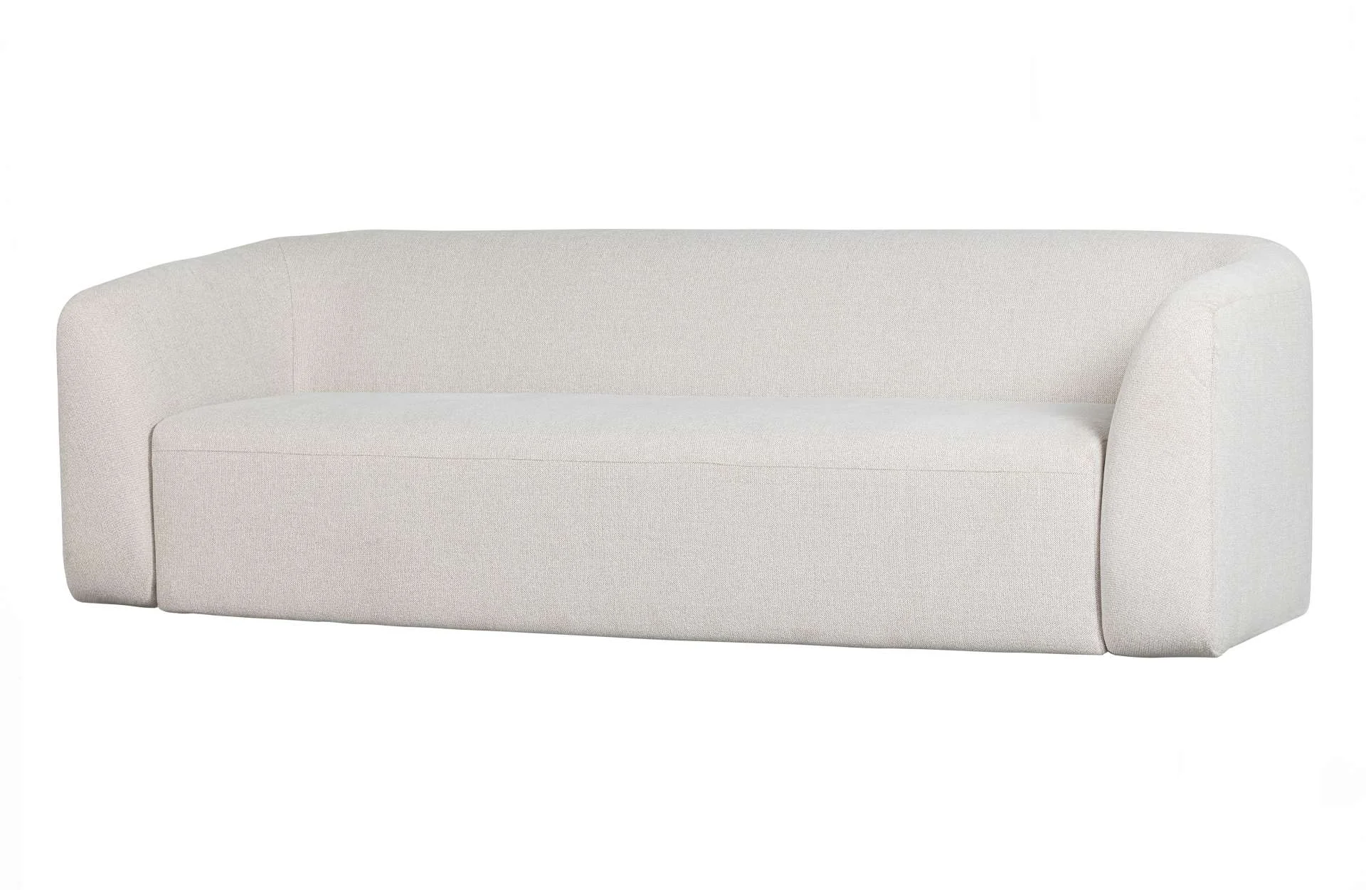 3-Sitzer Sofa Sloping aus Chenille-Stoff, modernes Design, cremeweiß, weich gepolstert