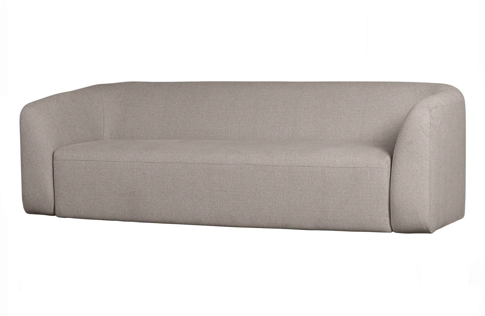 3-Sitzer Sofa Sloping aus Chenille-Stoff, modern gepolstert, hellgrau Off White, bequem für 3–4 Personen