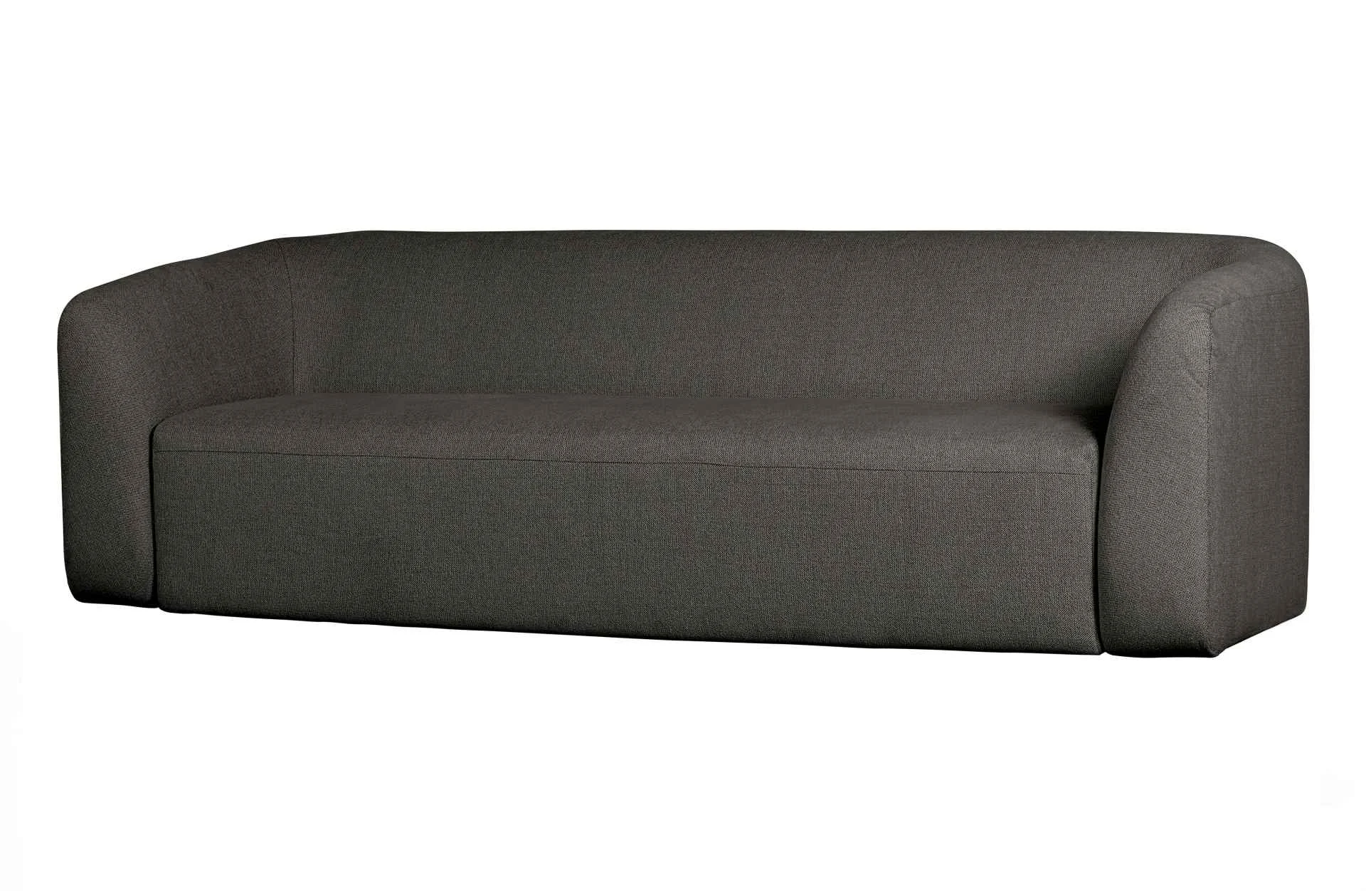 3-Sitzer Sofa Sloping aus weichem Chenille-Stoff, modern gepolstert, dunkelgrau, bequem für 3–4 Personen